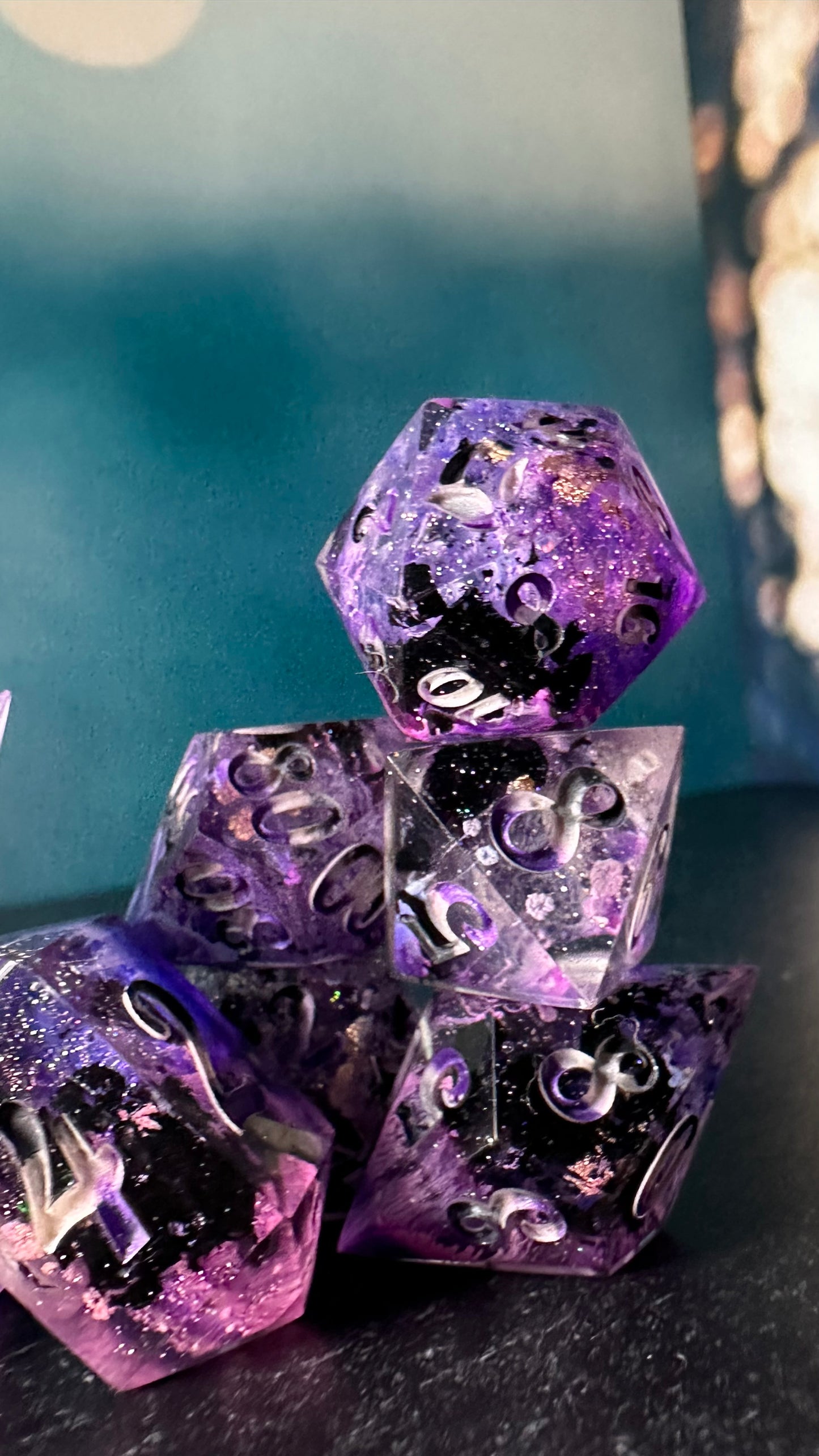 Asexual Pride 8 piece polyhedral dice set (Large) (Beta) Pobody's Nerfect