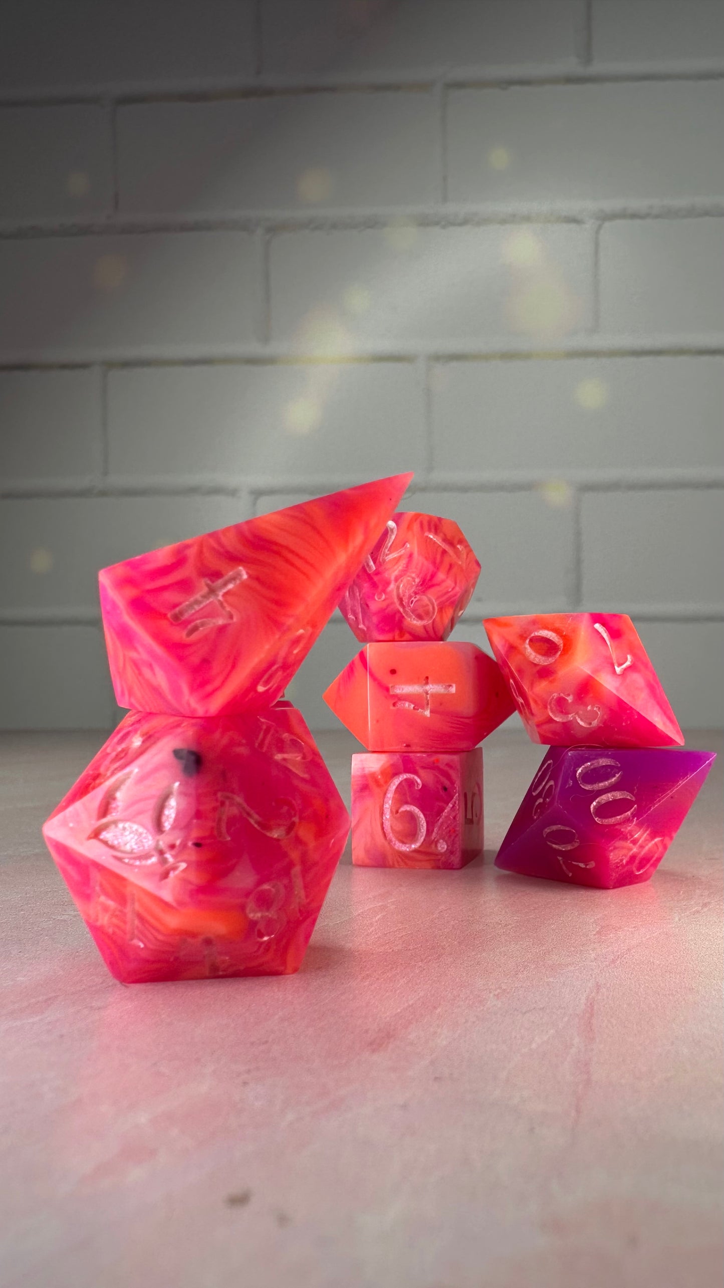 Lesbian Pride Sherbert - 8 piece polyhedral dice set