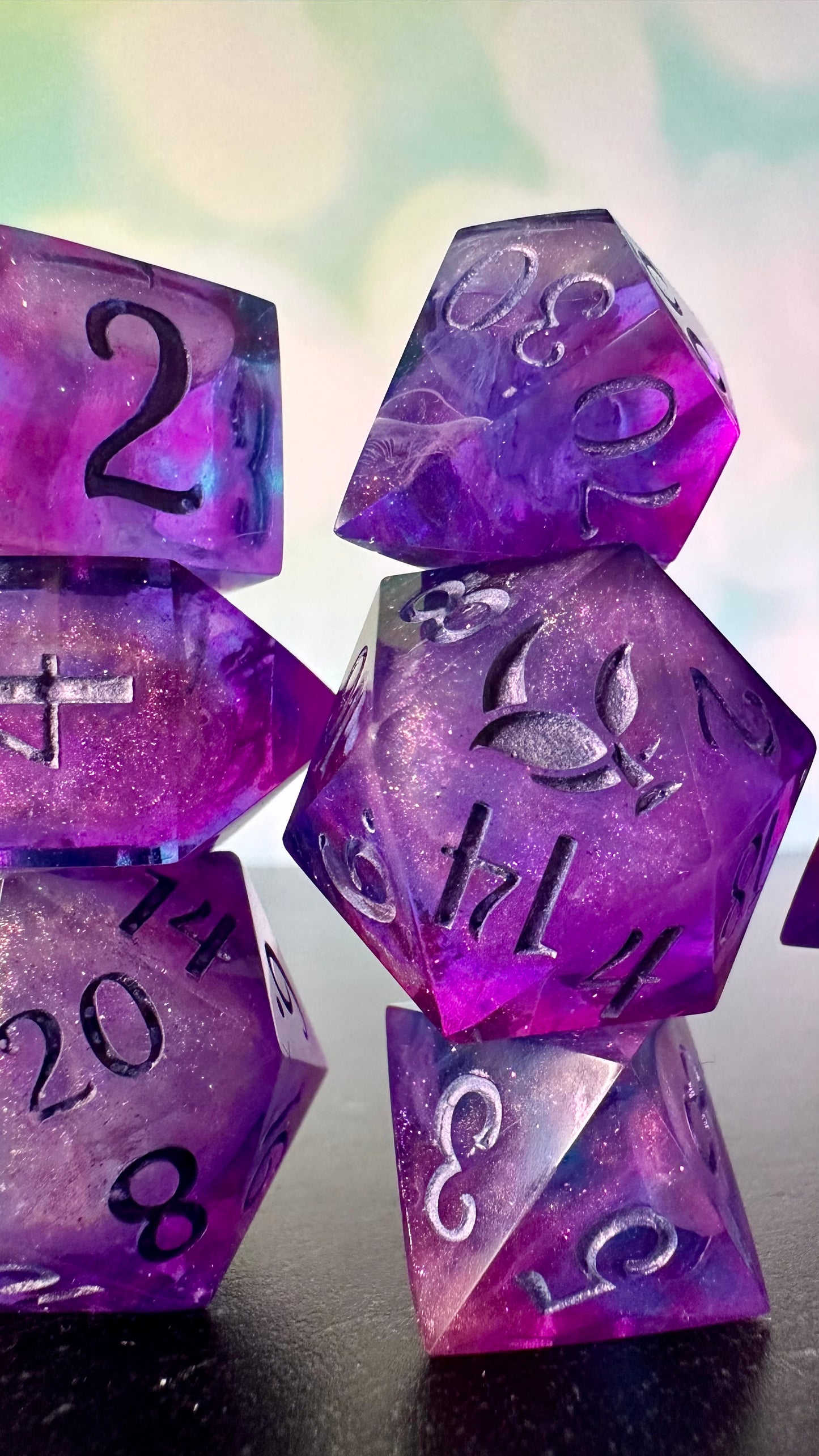 "I will always be with you" - 8 piece polyhedral dice set