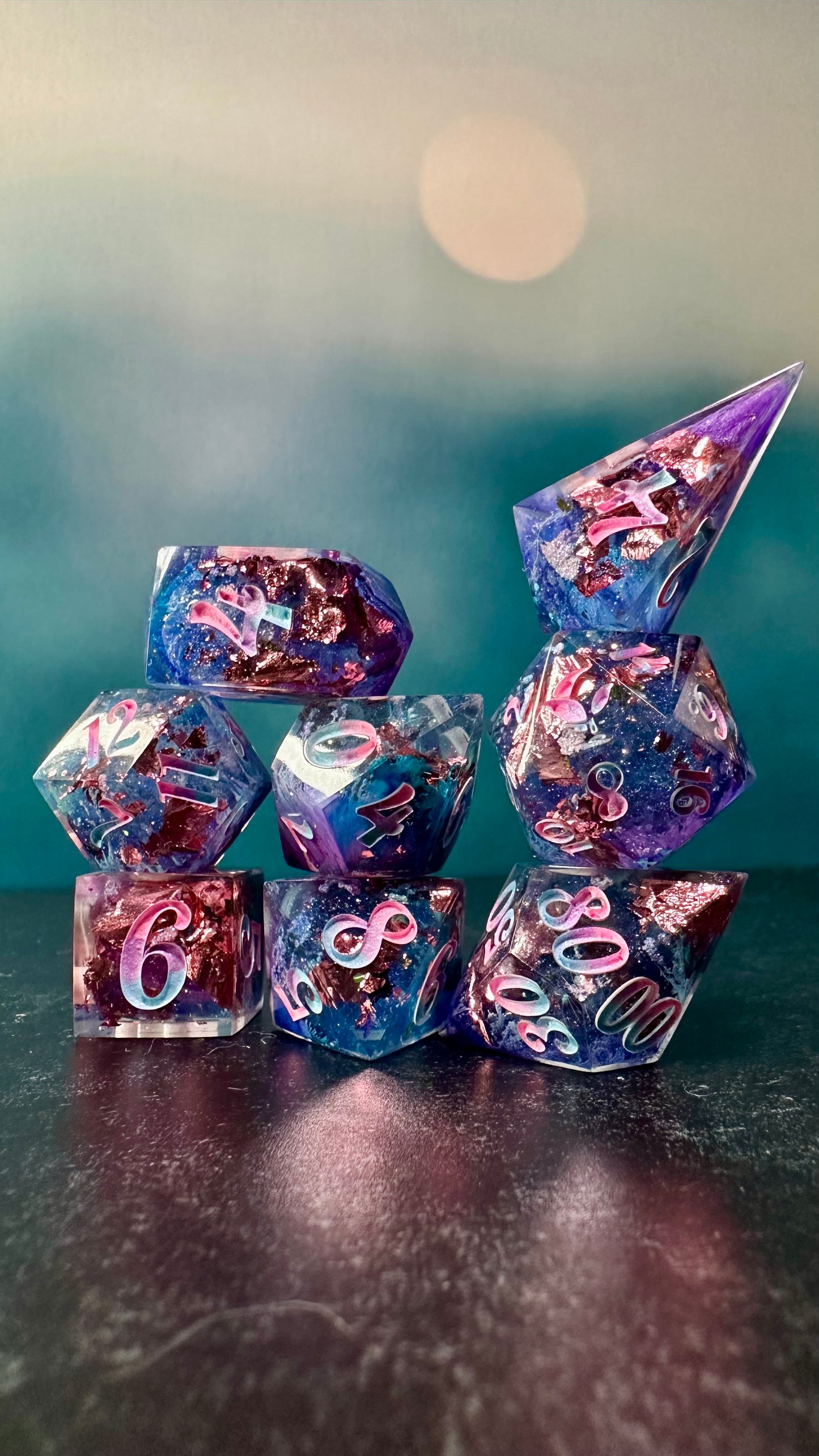 Petri Bi Pride 8 piece polyhedral dice set (Large) (Beta) Pobody's Nerfect