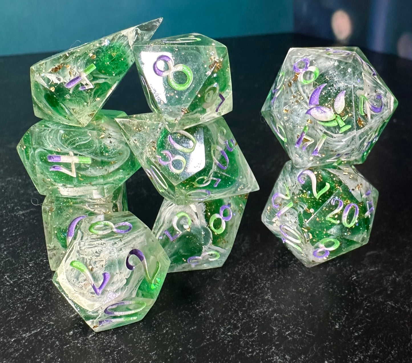 Genderqueer Pride- 8 piece polyhedral dice set