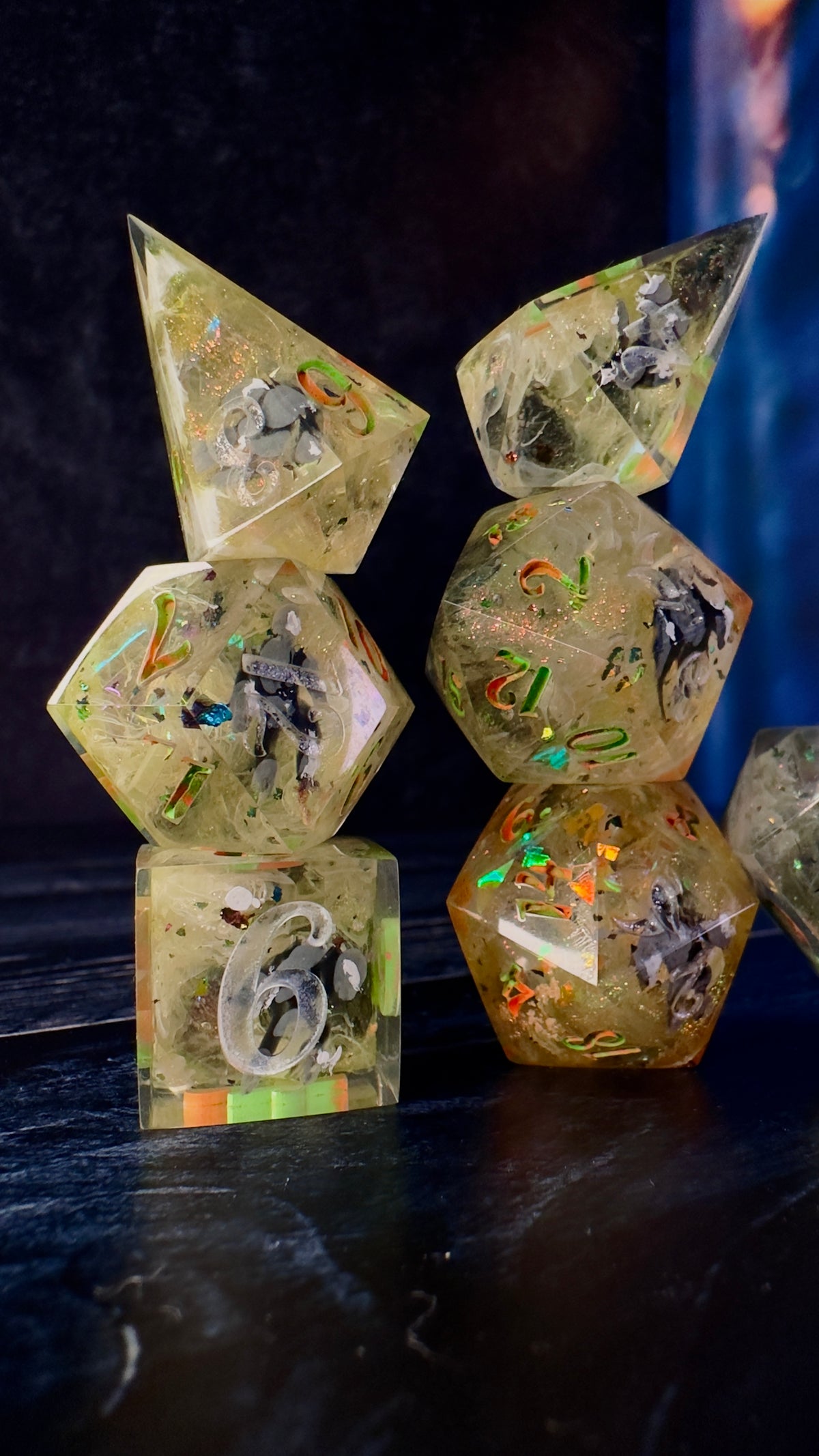 “Medium Rough Texture Circle Planet”  -8 piece polyhedral dice set (Large)