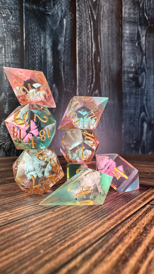 Cotton Candy Skies-8 piece polyhedral dice set-Pobody's Nerfect