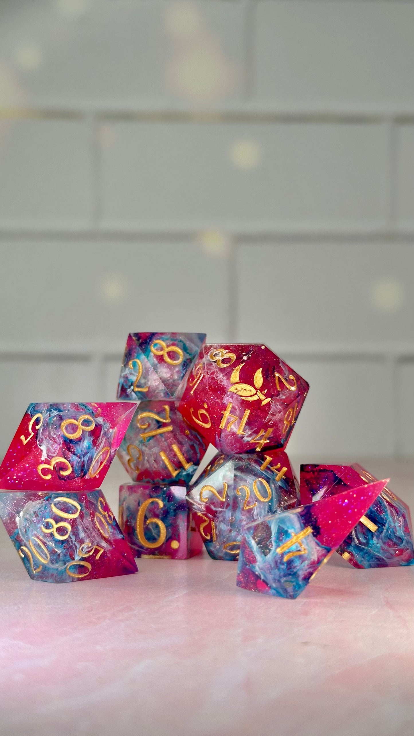 Love in Abstraction- 8 piece polyhedral dice set