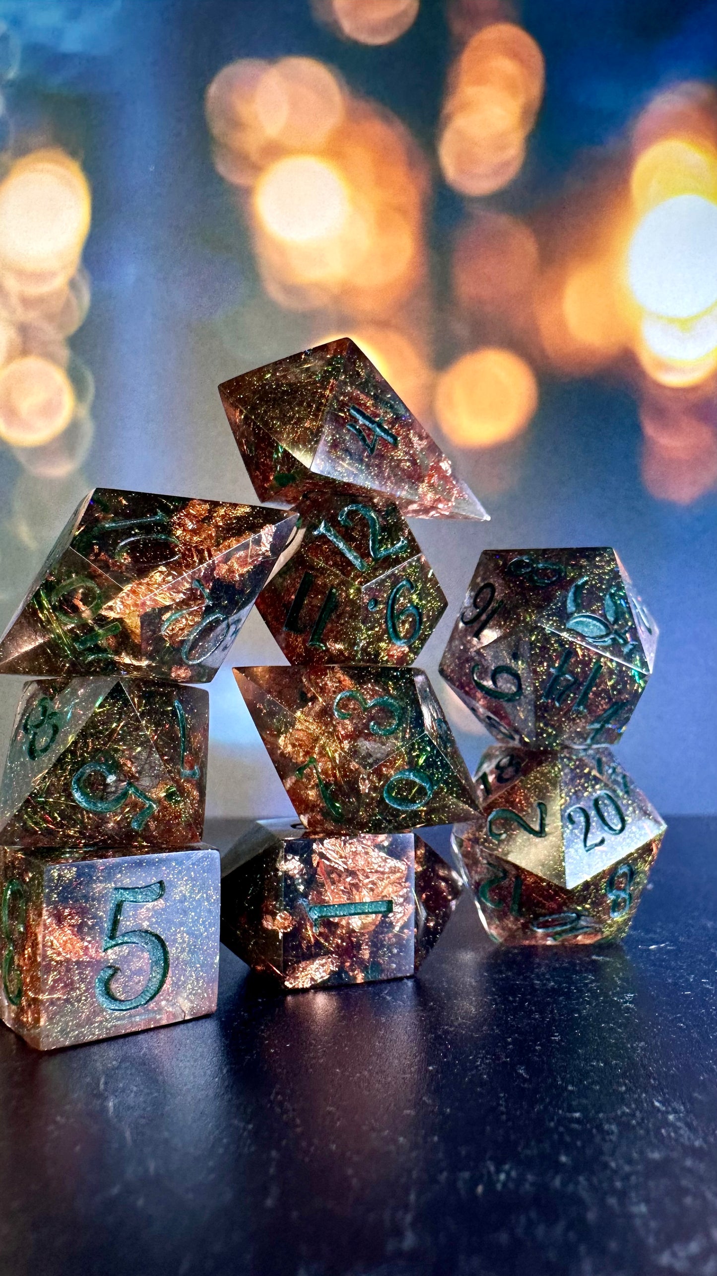 Crown Prince of the Valbaran Fae-  8 piece polyhedral dice set