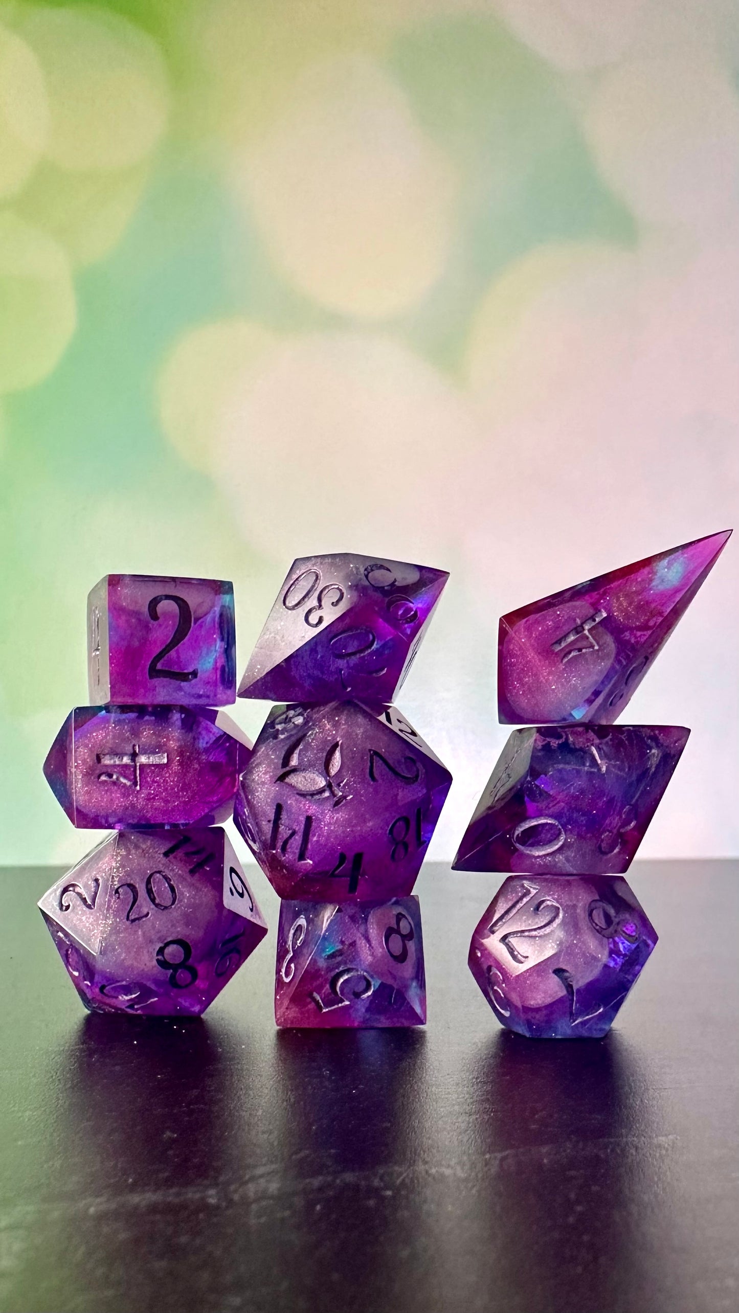 "I will always be with you" - 8 piece polyhedral dice set