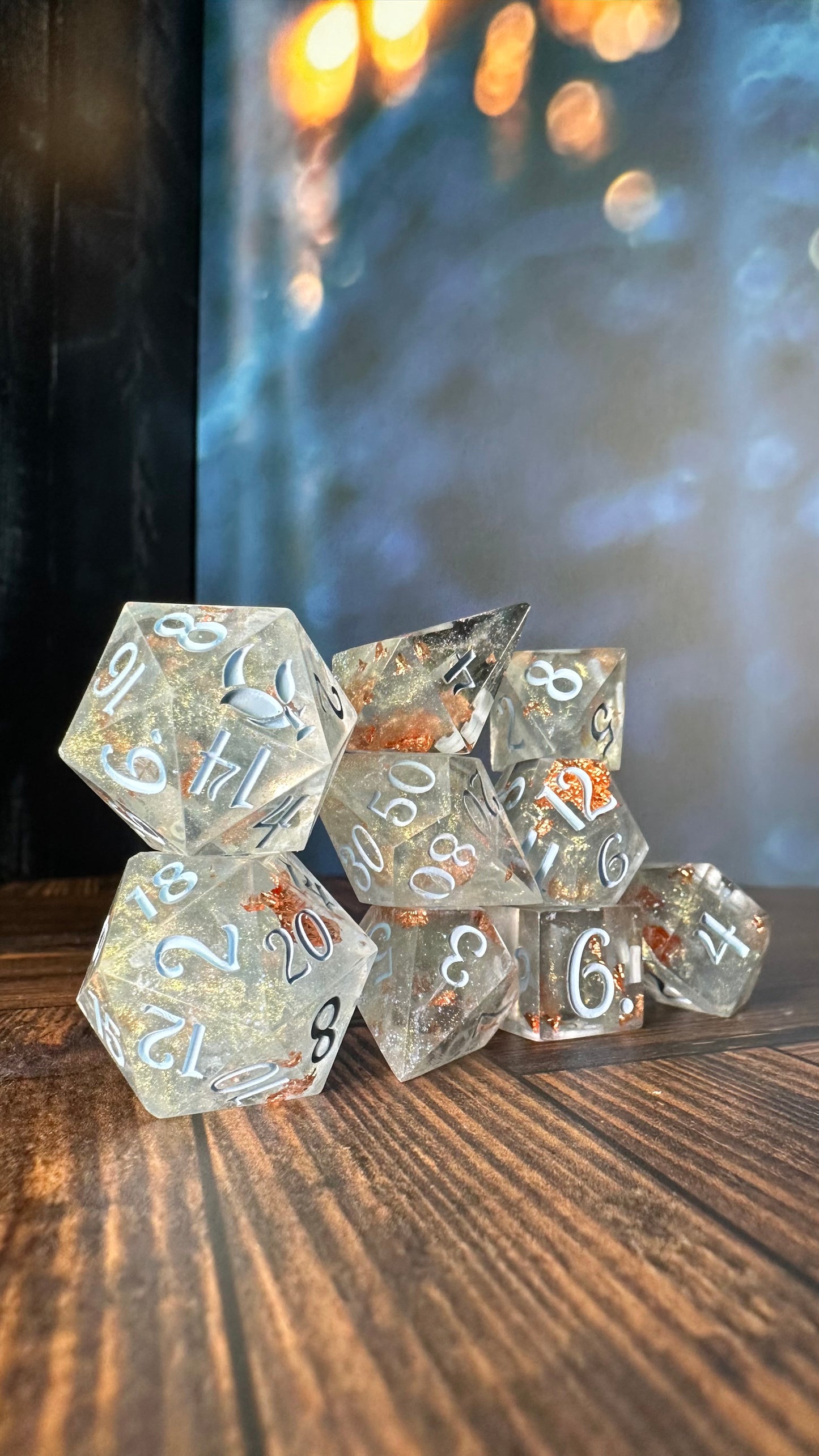 Glass slipper -8 piece polyhedral dice set