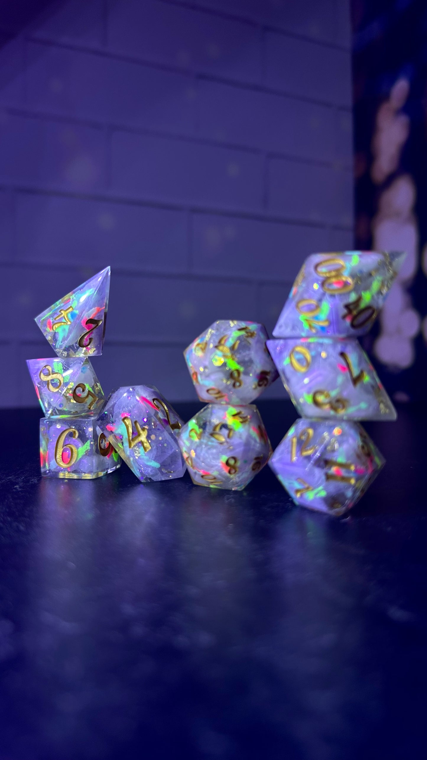 We can't fix it if we never face it- Pobody's Nerfect - 8 piece polyhedral dice set (Large)