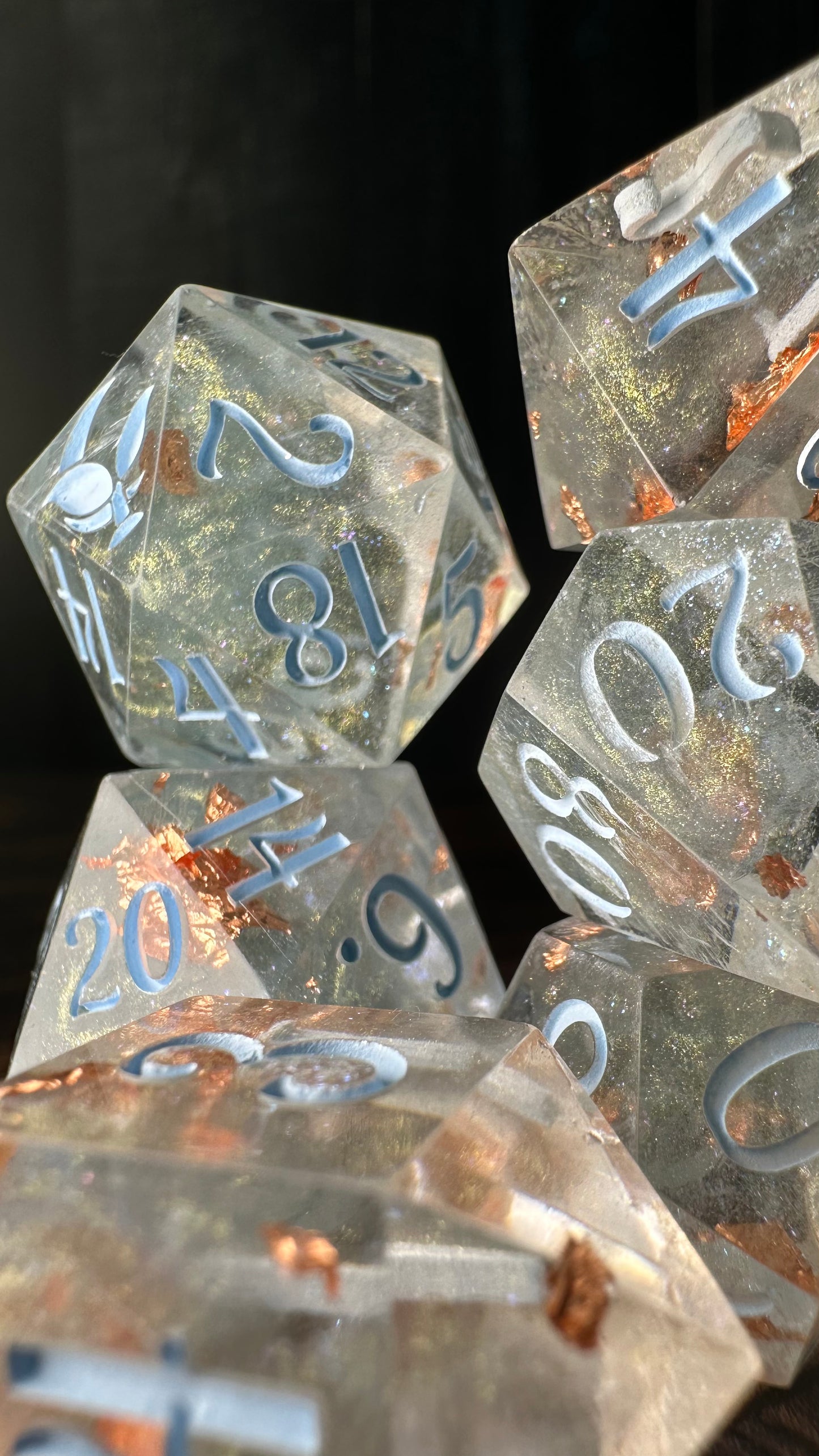 Glass slipper -8 piece polyhedral dice set