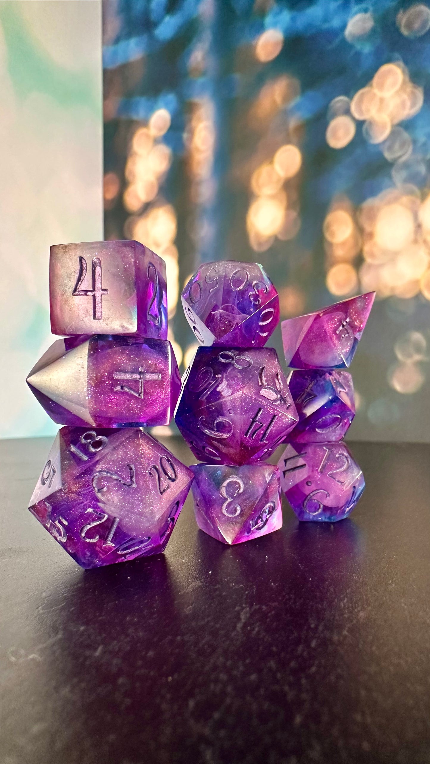 "I will always be with you" - 8 piece polyhedral dice set