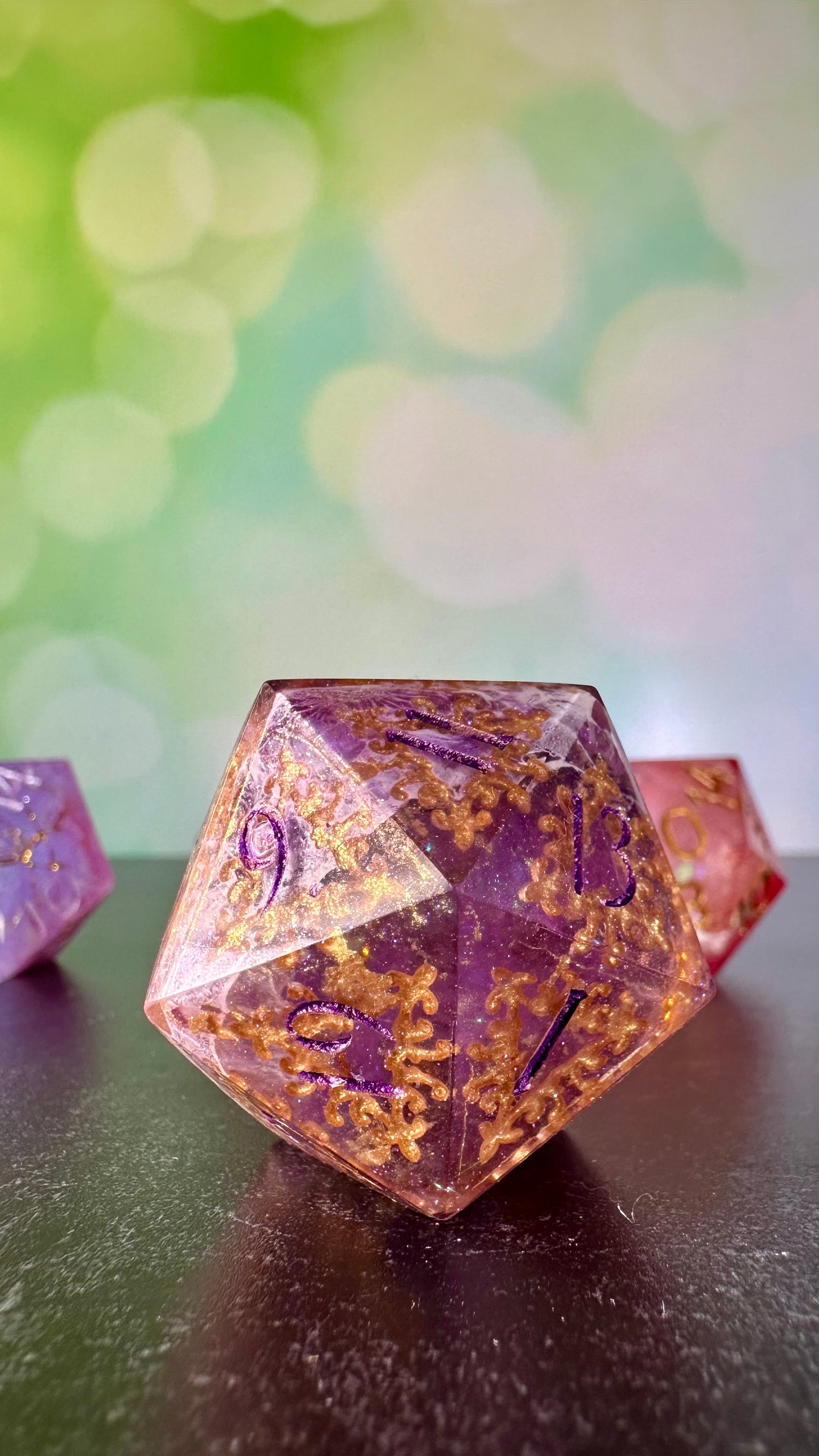 Purple Filigree- 40 MM Logo d20 Chonk