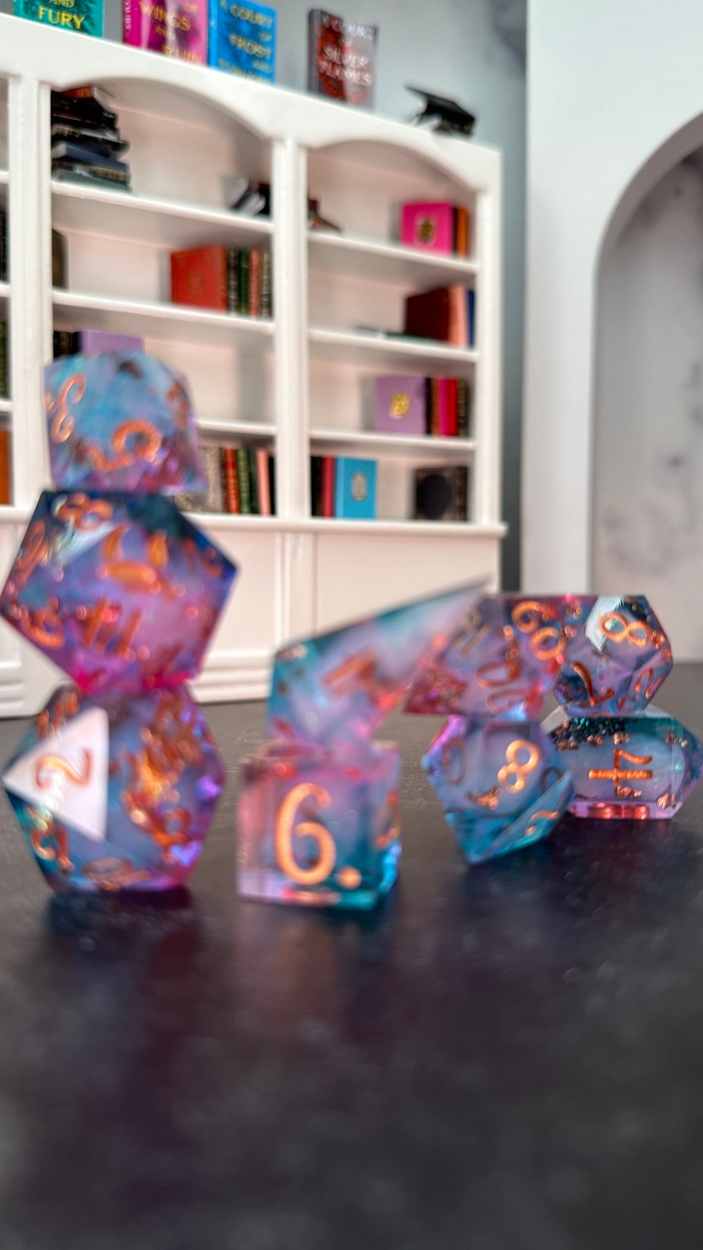 The Rainbow of Velaris- 8 piece polyhedral dice set