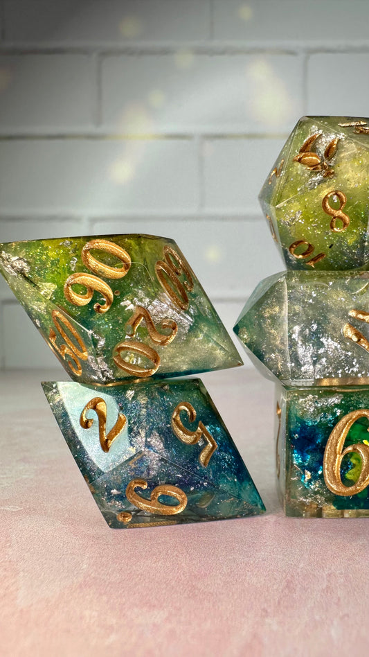 Mercurial Shadow Period-Pobody’s Nerfect 8 piece polyhedral dice set (Large)