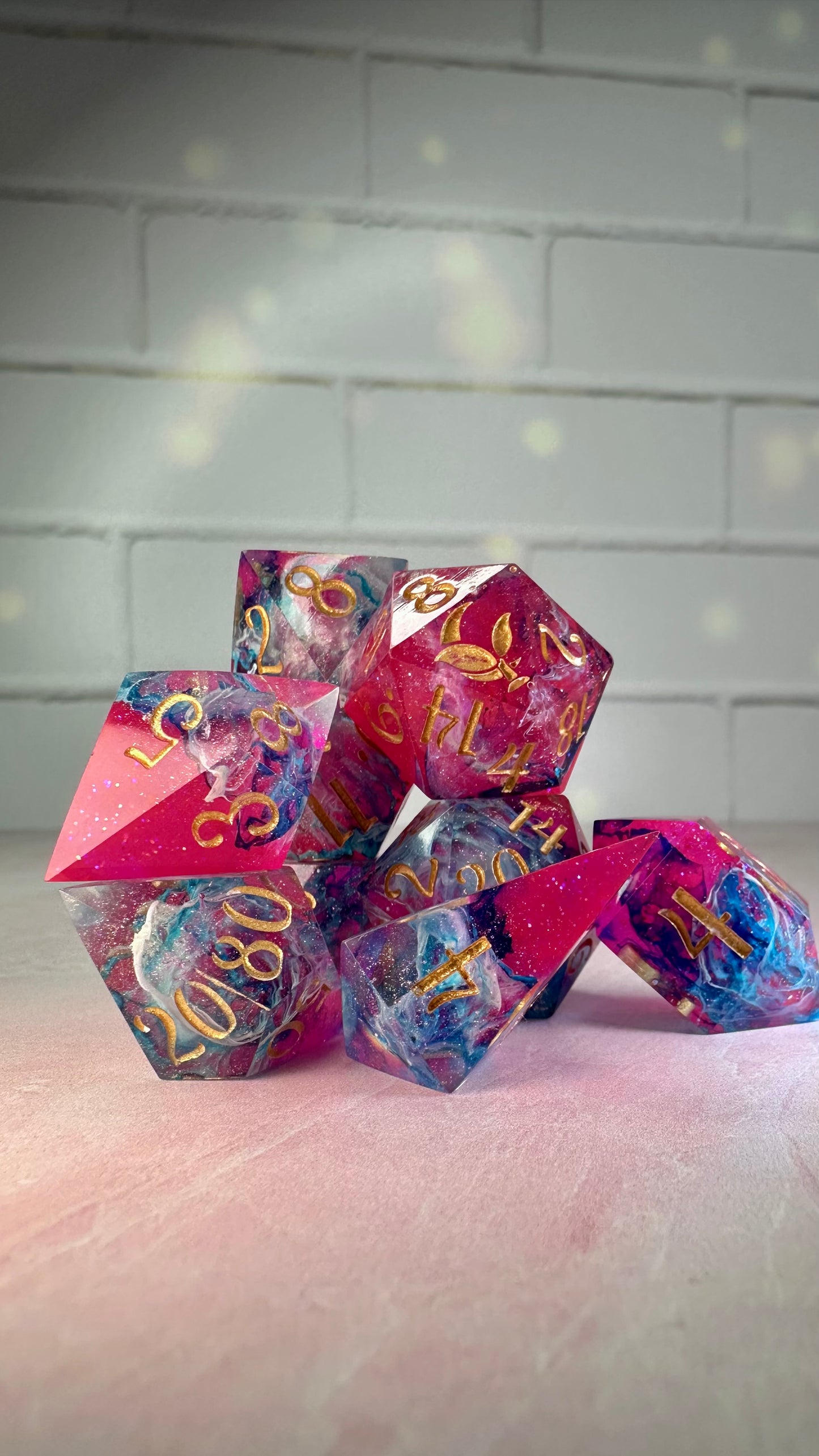 Love in Abstraction- 8 piece polyhedral dice set