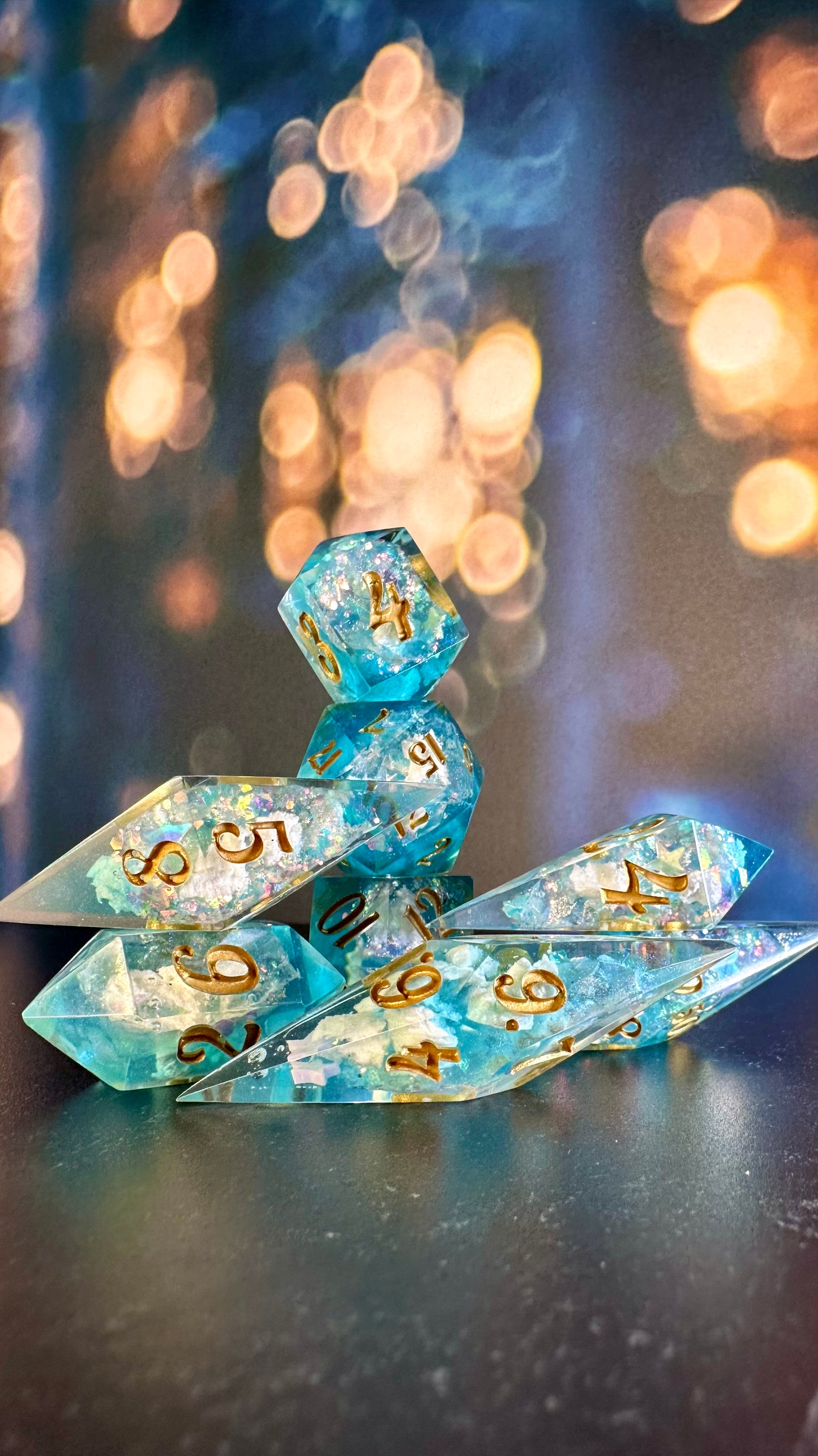 Cosmic Sky Geode - 8 piece polyhedral dice set- (Pointy Bois)- Pobody’s Nerfect