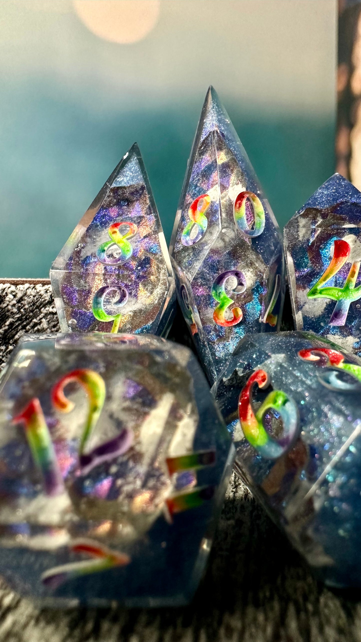 Hope and Pride - 8 piece polyhedral dice set- (Pointy Bois)