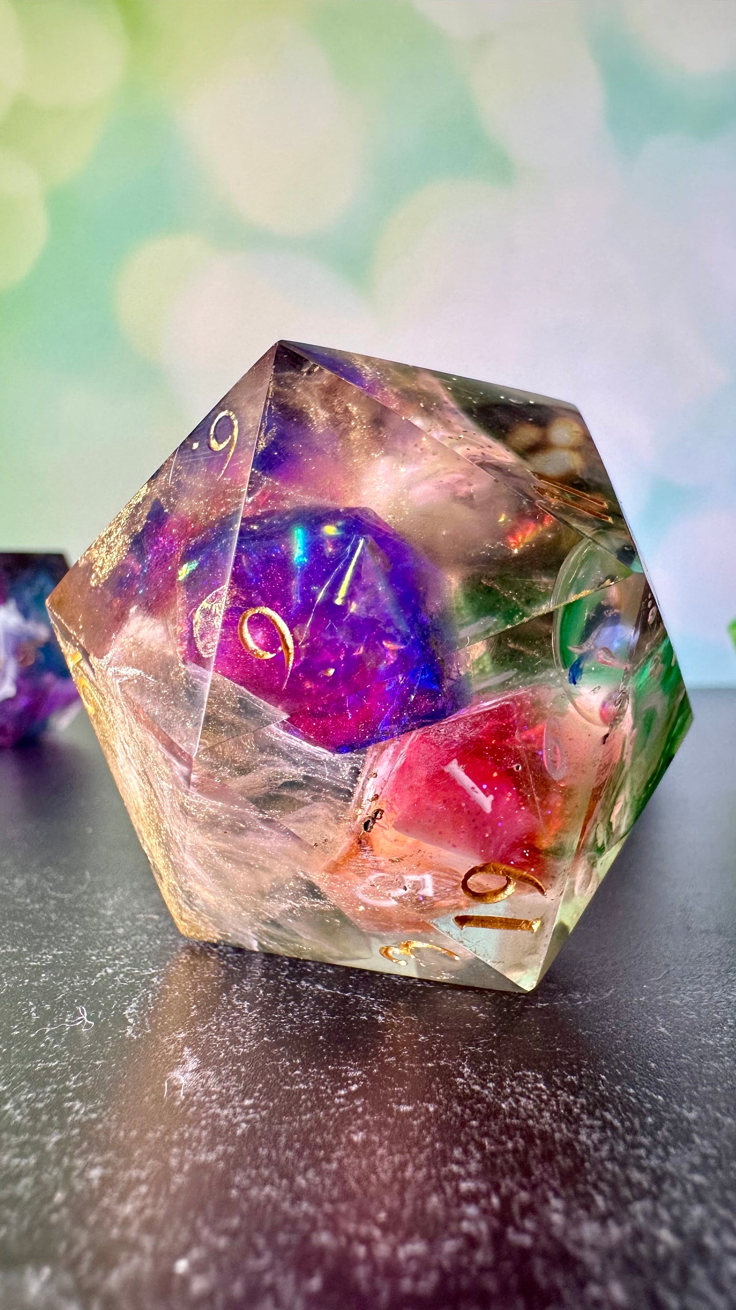 Stained Glass Windows In My Mind- 60 MM Logo d20 Paperweight Chonk (Beta) Pobody's Nerfect