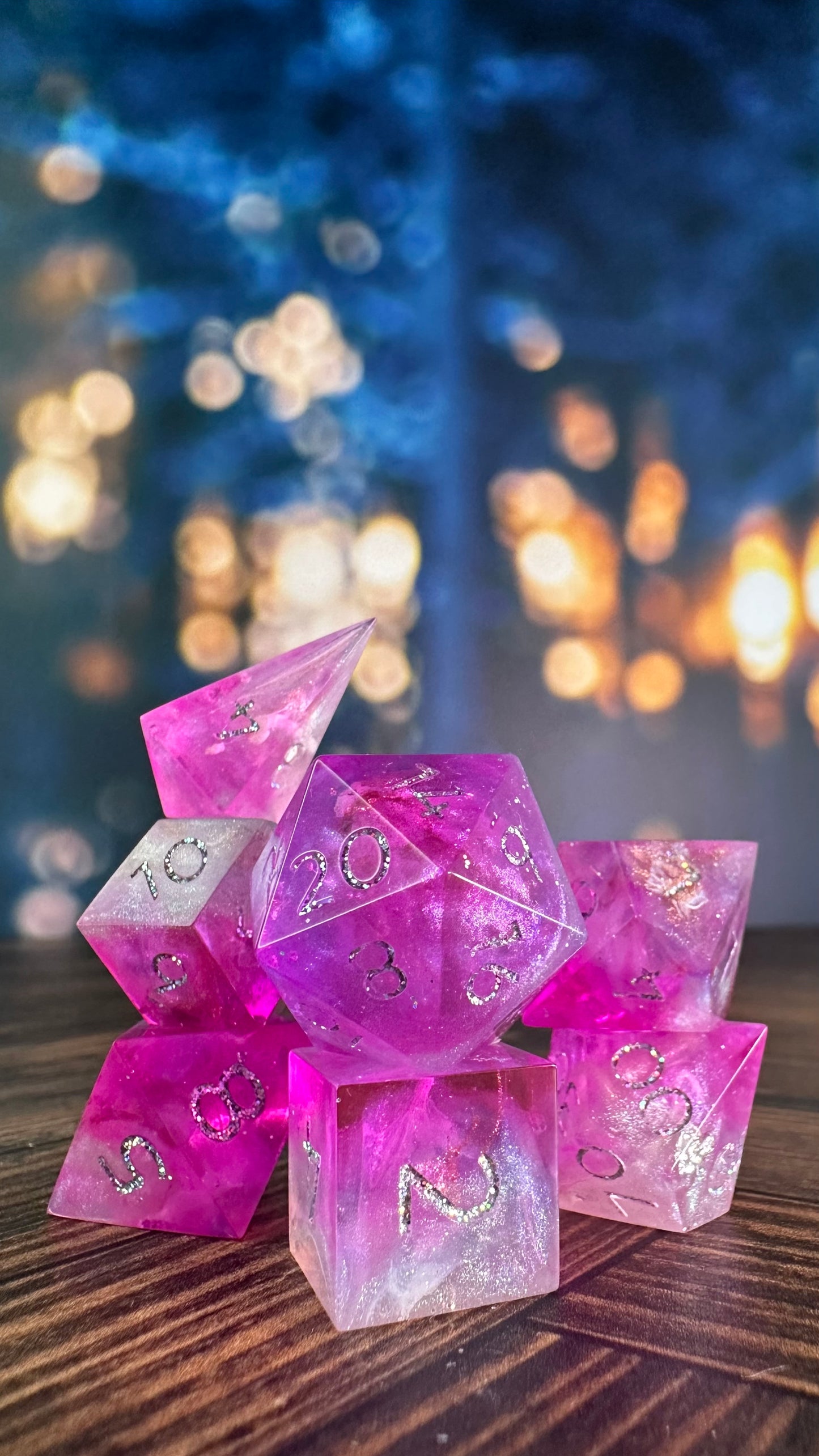 Starlight Fancy- 7 piece polyhedral dice set (Small)