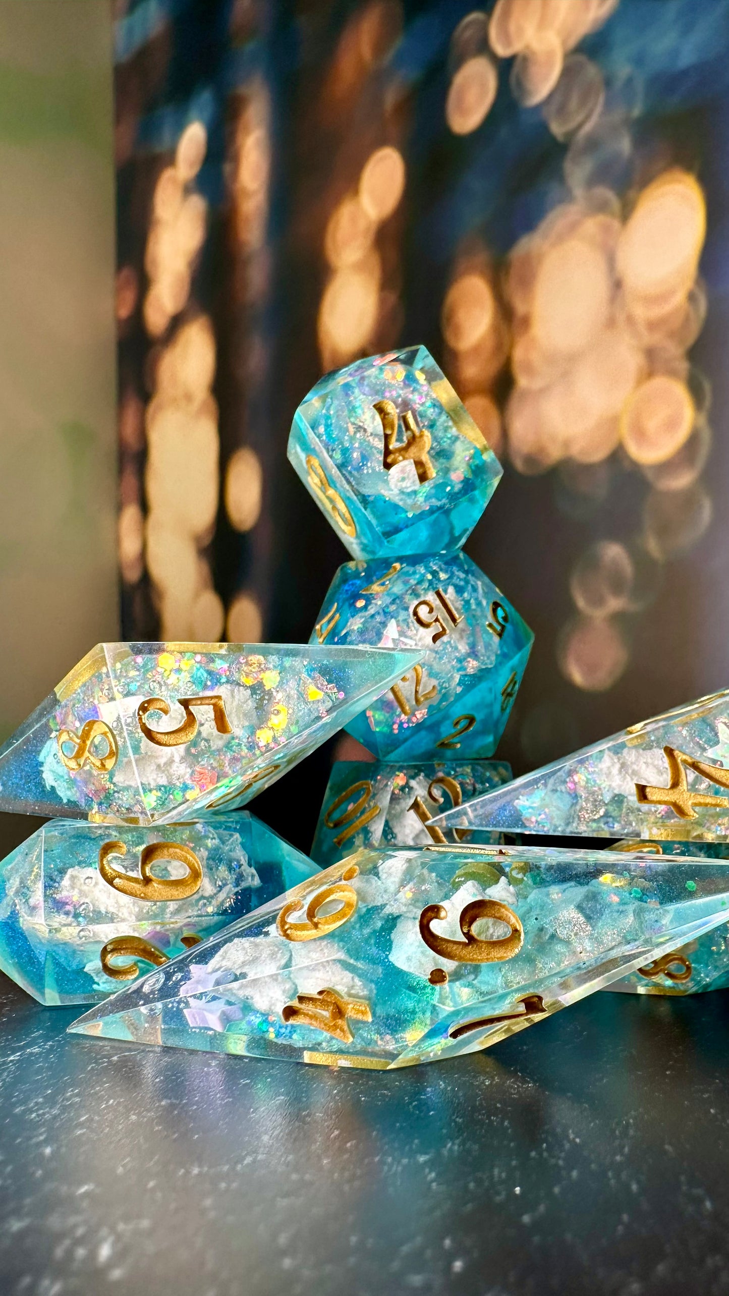 Cosmic Sky Geode - 8 piece polyhedral dice set- (Pointy Bois)- Pobody’s Nerfect