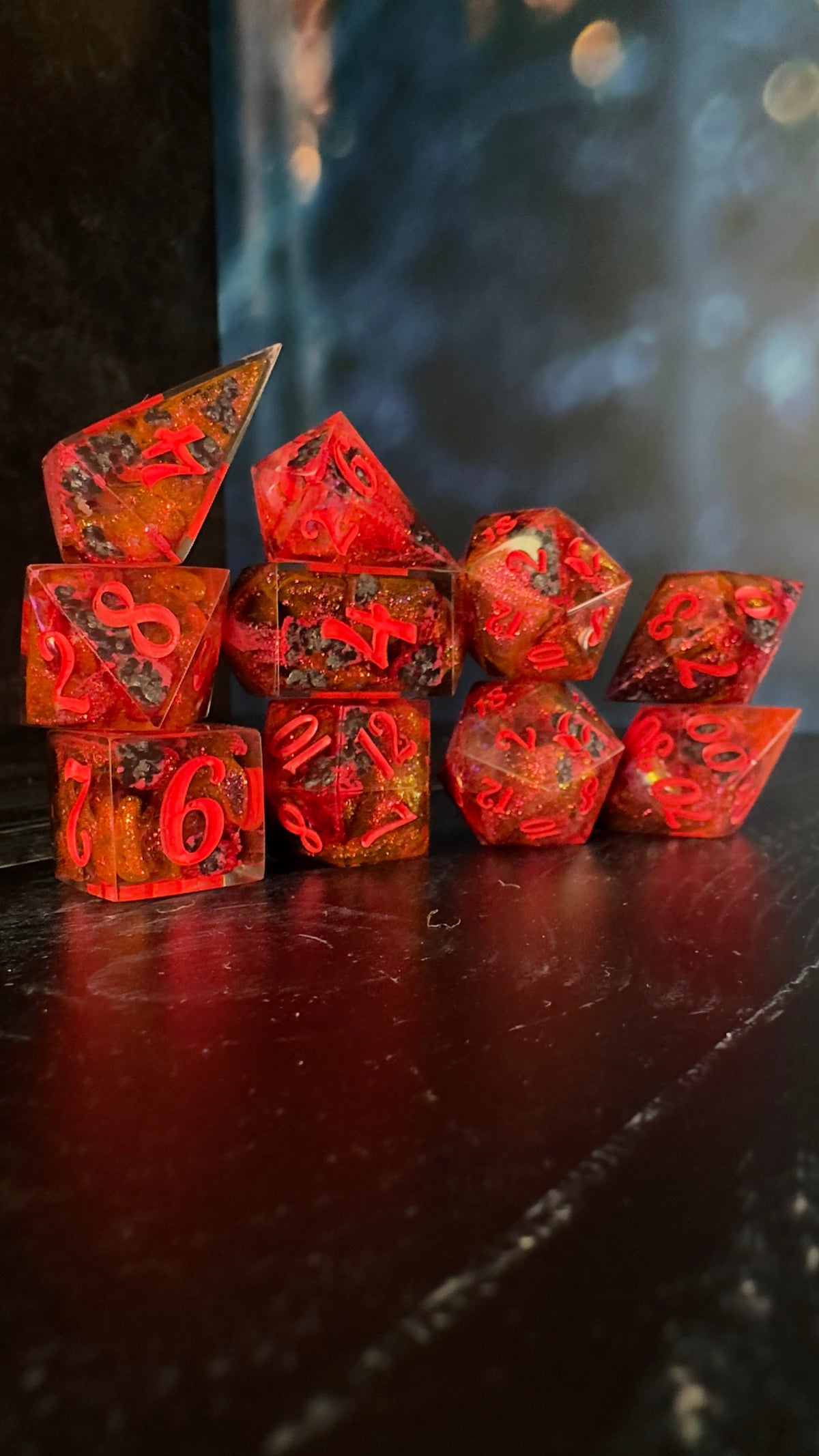“Carl and I made a baby” -8 piece polyhedral dice set (Large)
