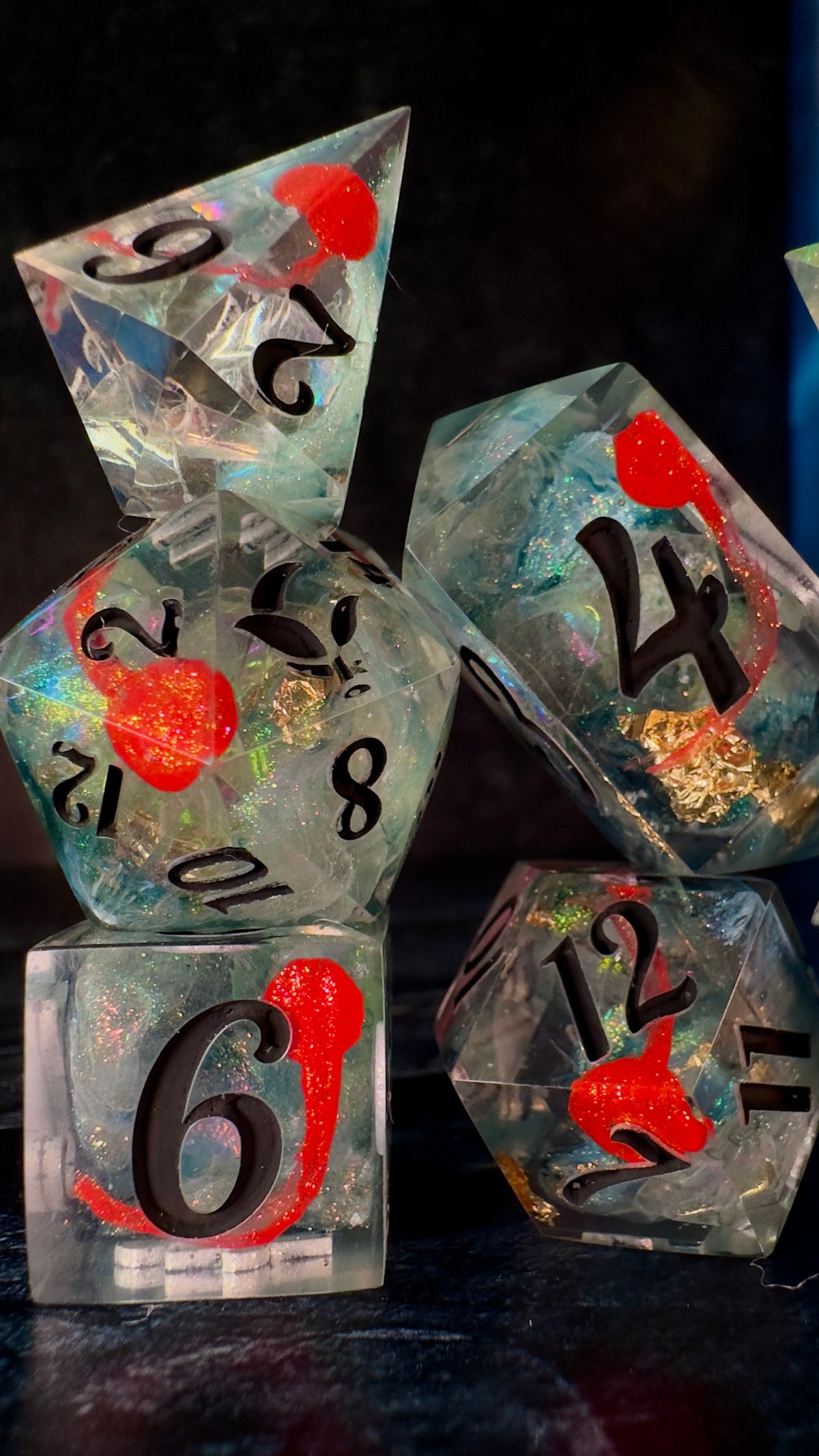 Petrova Line v1: Moonrise-8 piece polyhedral dice set (Large)