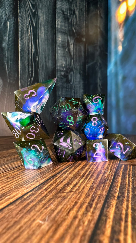 Dark Galaxy-8 piece polyhedral dice set-Pobody's Nerfect