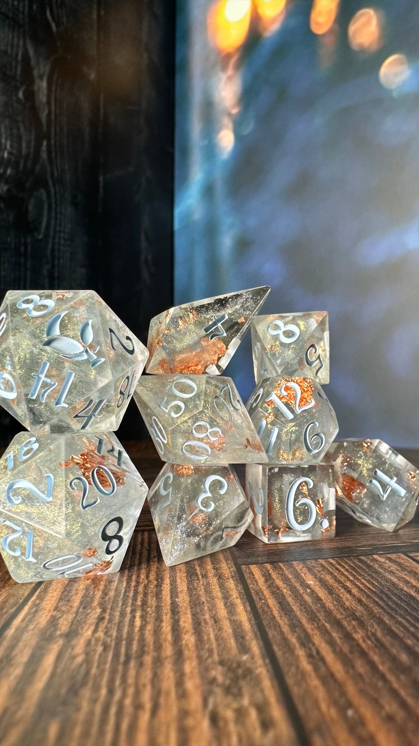 Glass slipper -8 piece polyhedral dice set