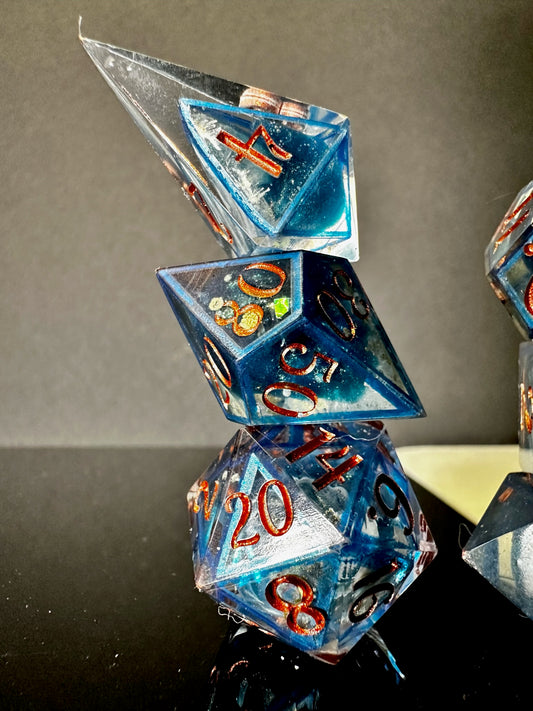 Waves Frozen in Time-8 piece polyhedral dice set