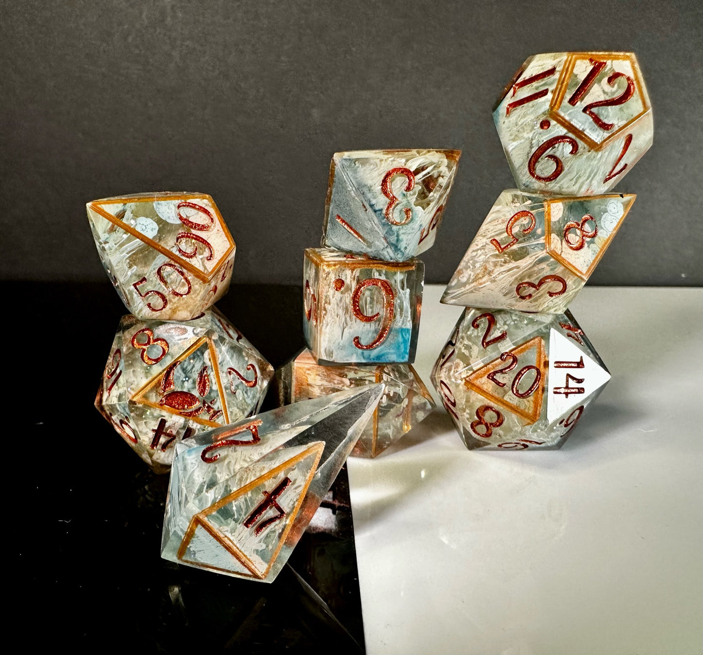 Caged Tendrils-8 piece polyhedral dice set