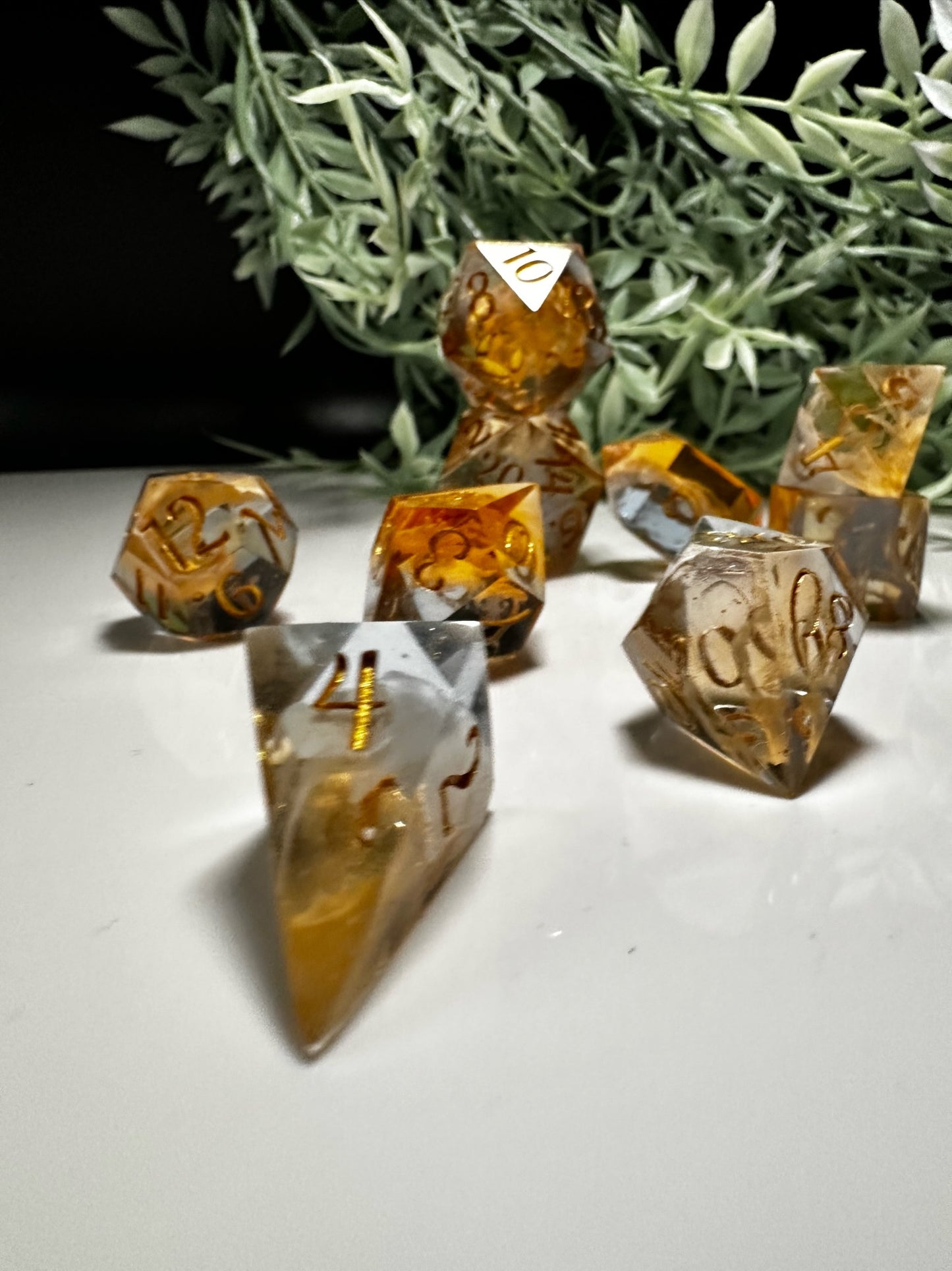 Pale Blue and Pale Orange-8 piece split color dice set