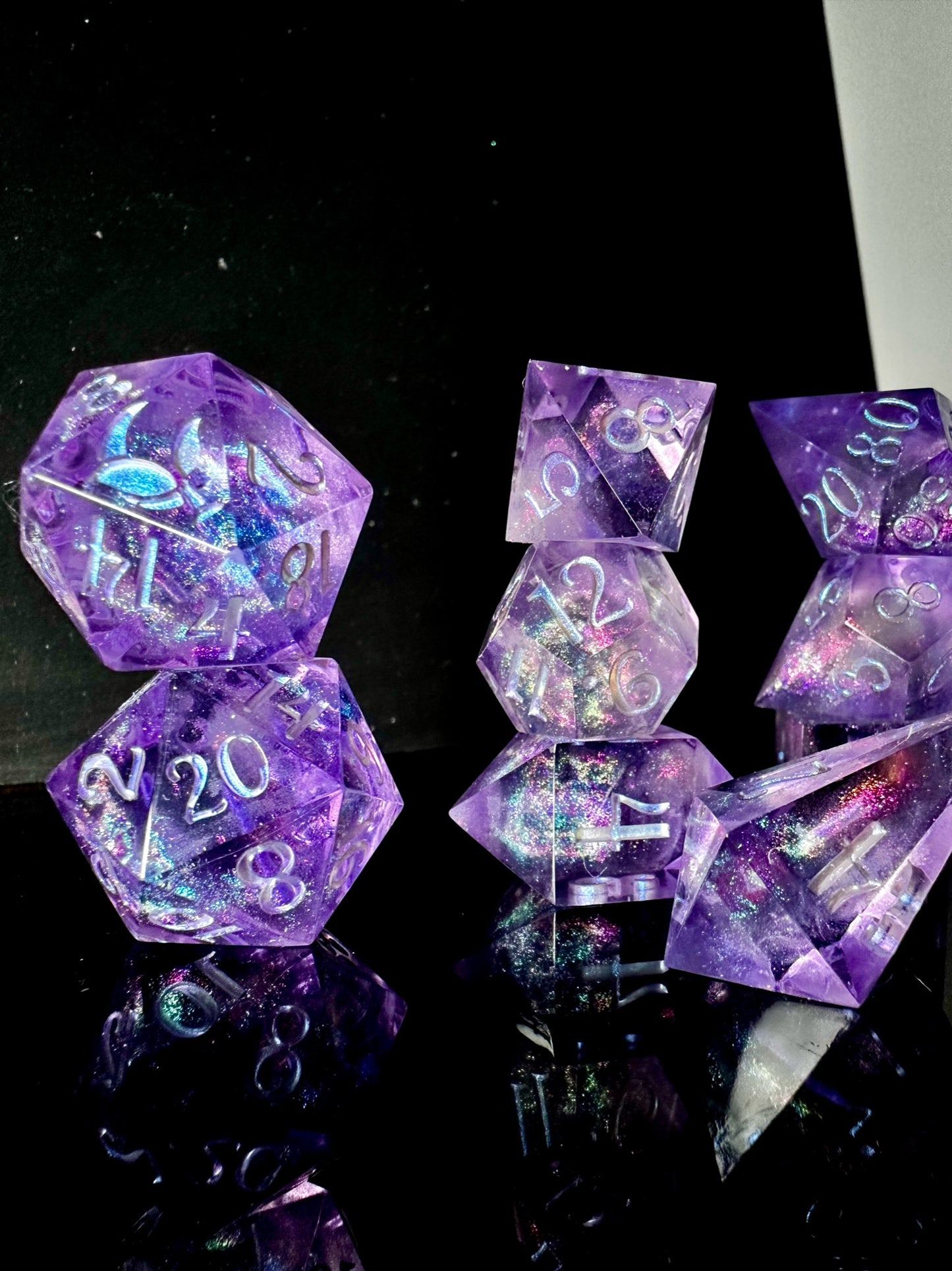 Lilac Galaxies-8 piece polyhedral dice set(Pobody’s Nerfect)