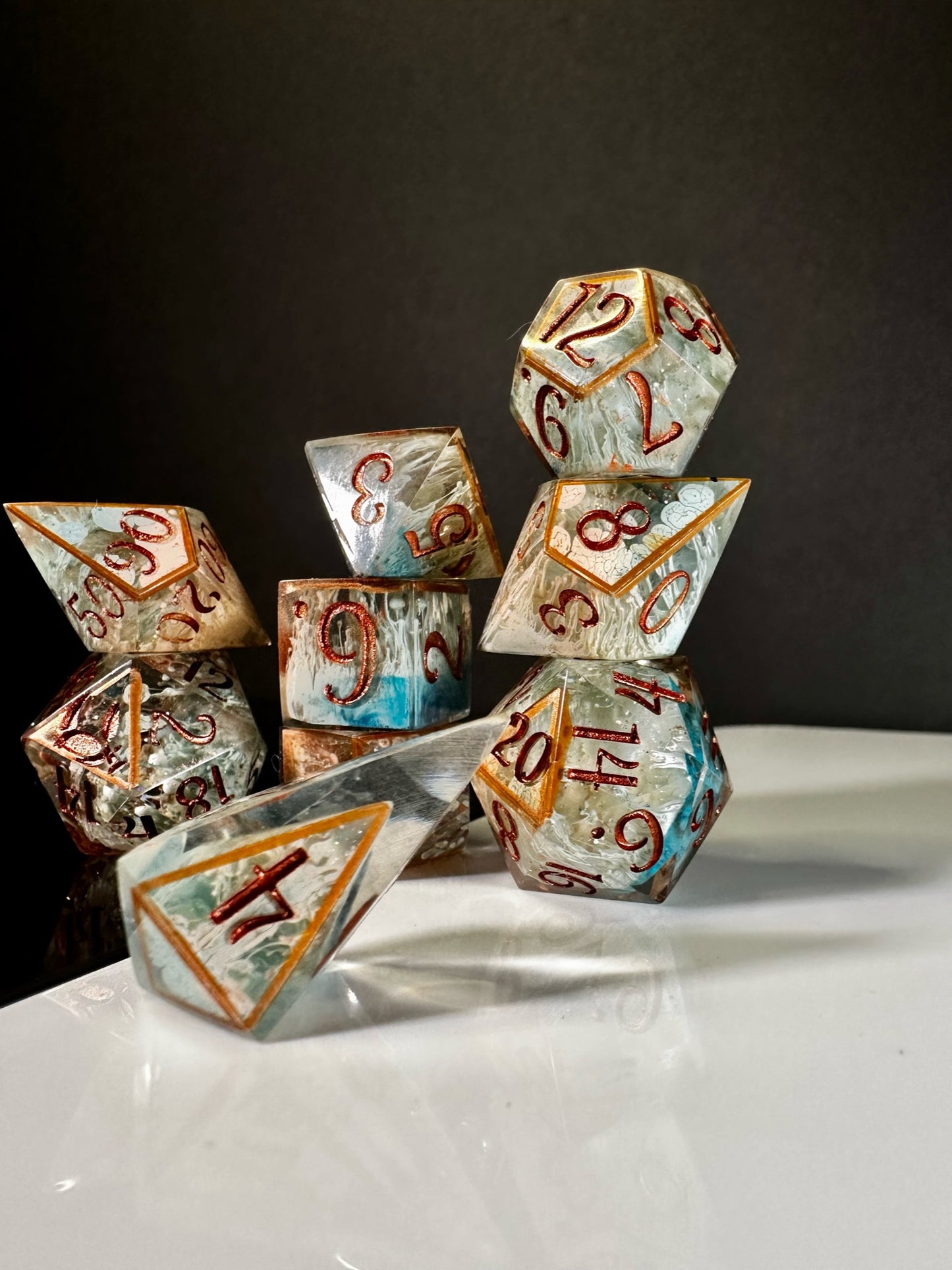 Caged Tendrils-8 piece polyhedral dice set