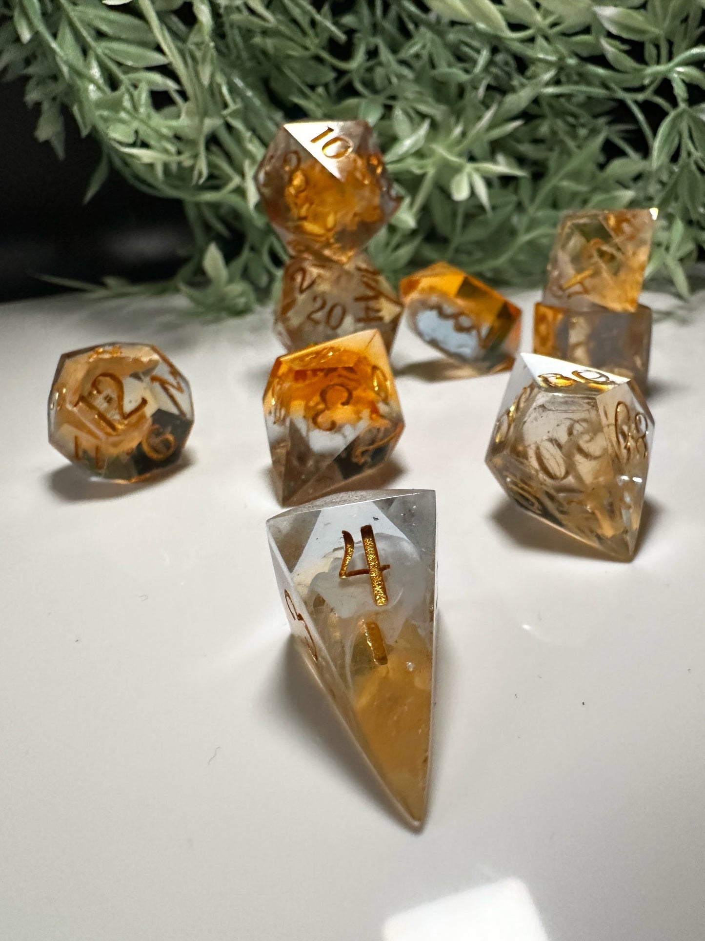 Pale Blue and Pale Orange-8 piece split color dice set