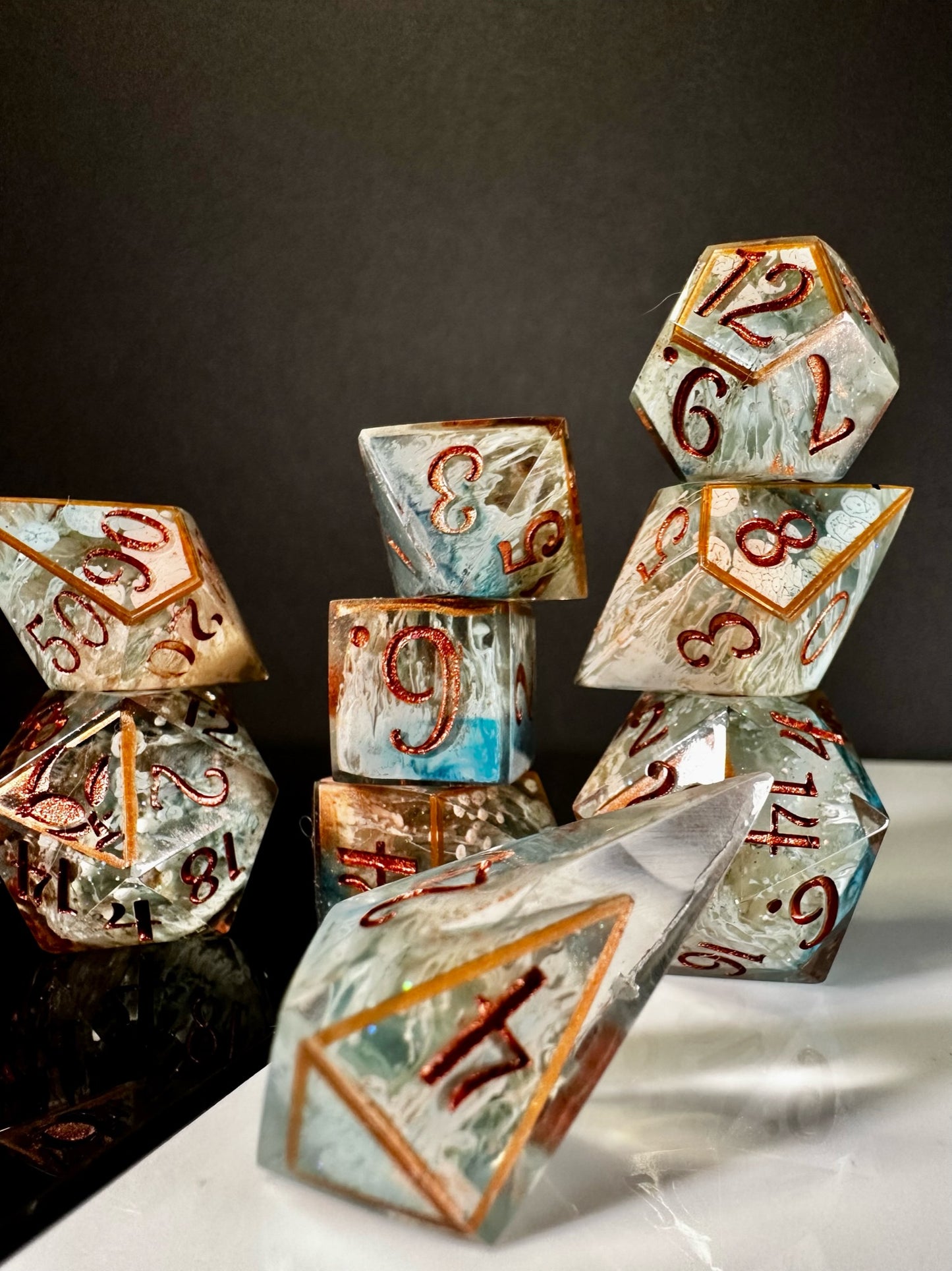 Caged Tendrils-8 piece polyhedral dice set