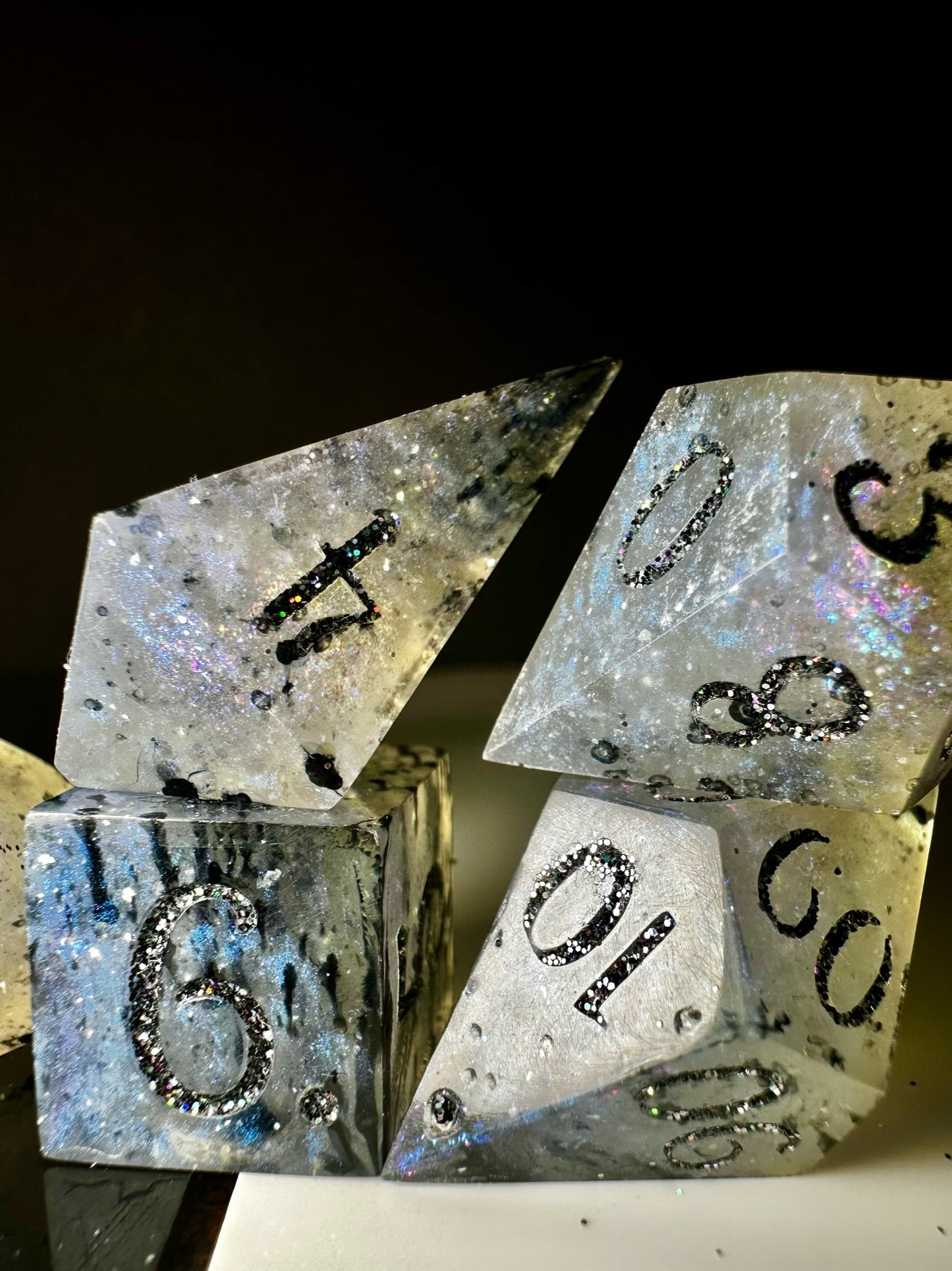 Moonstones and Magic-8 piece polyhedral dice set