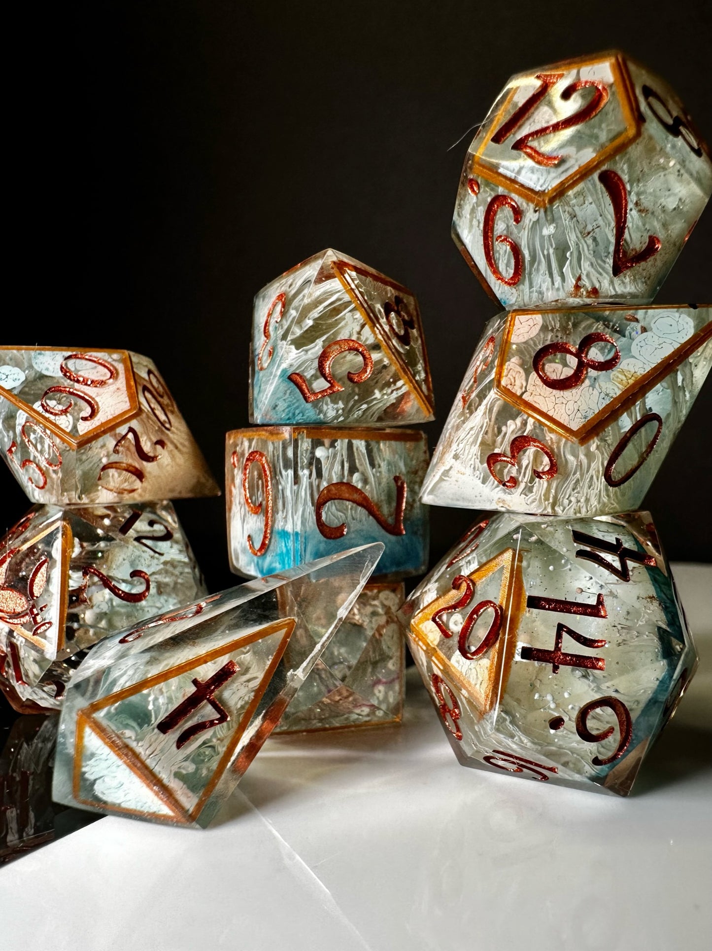 Caged Tendrils-8 piece polyhedral dice set