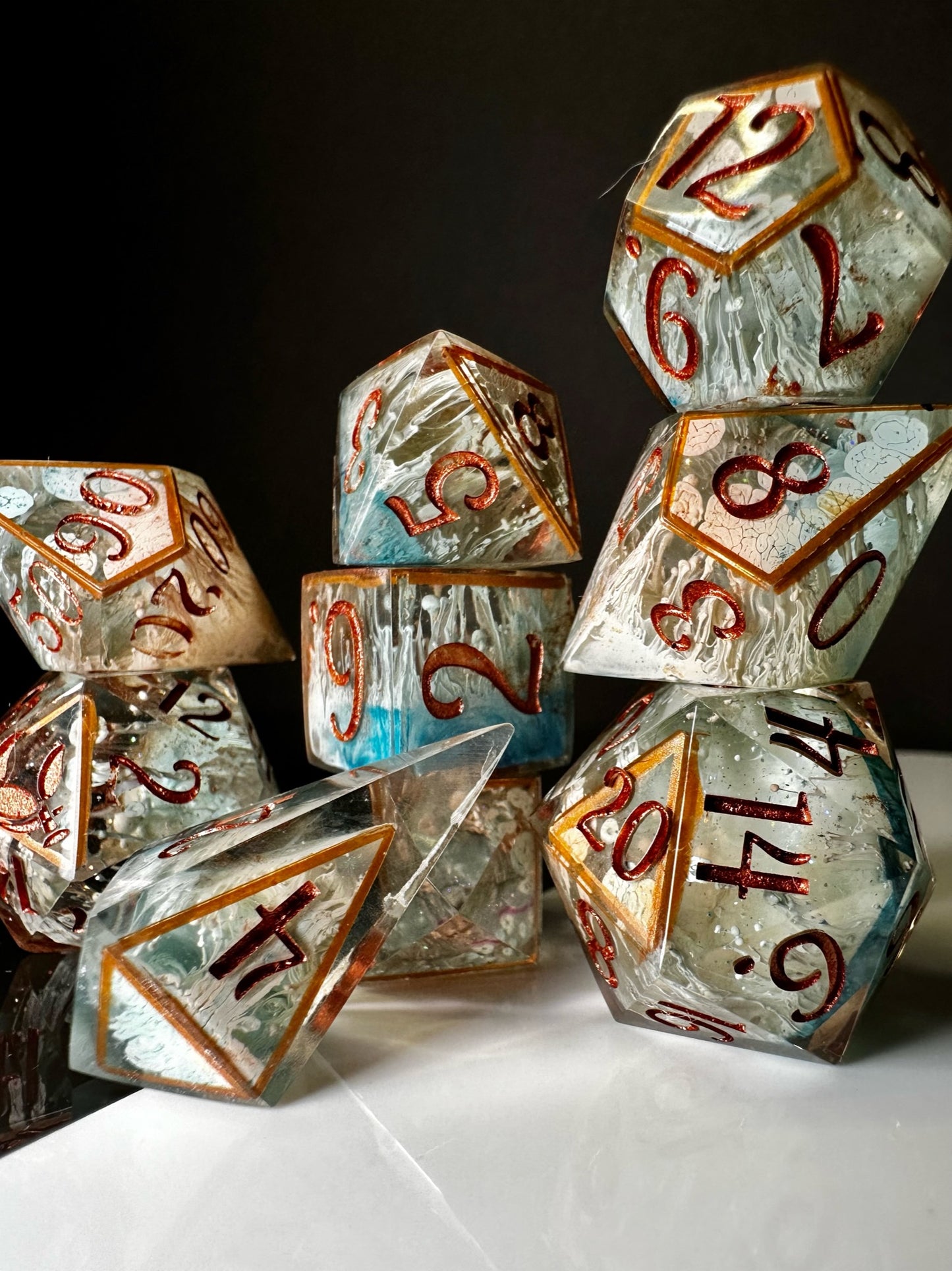 Caged Tendrils-8 piece polyhedral dice set