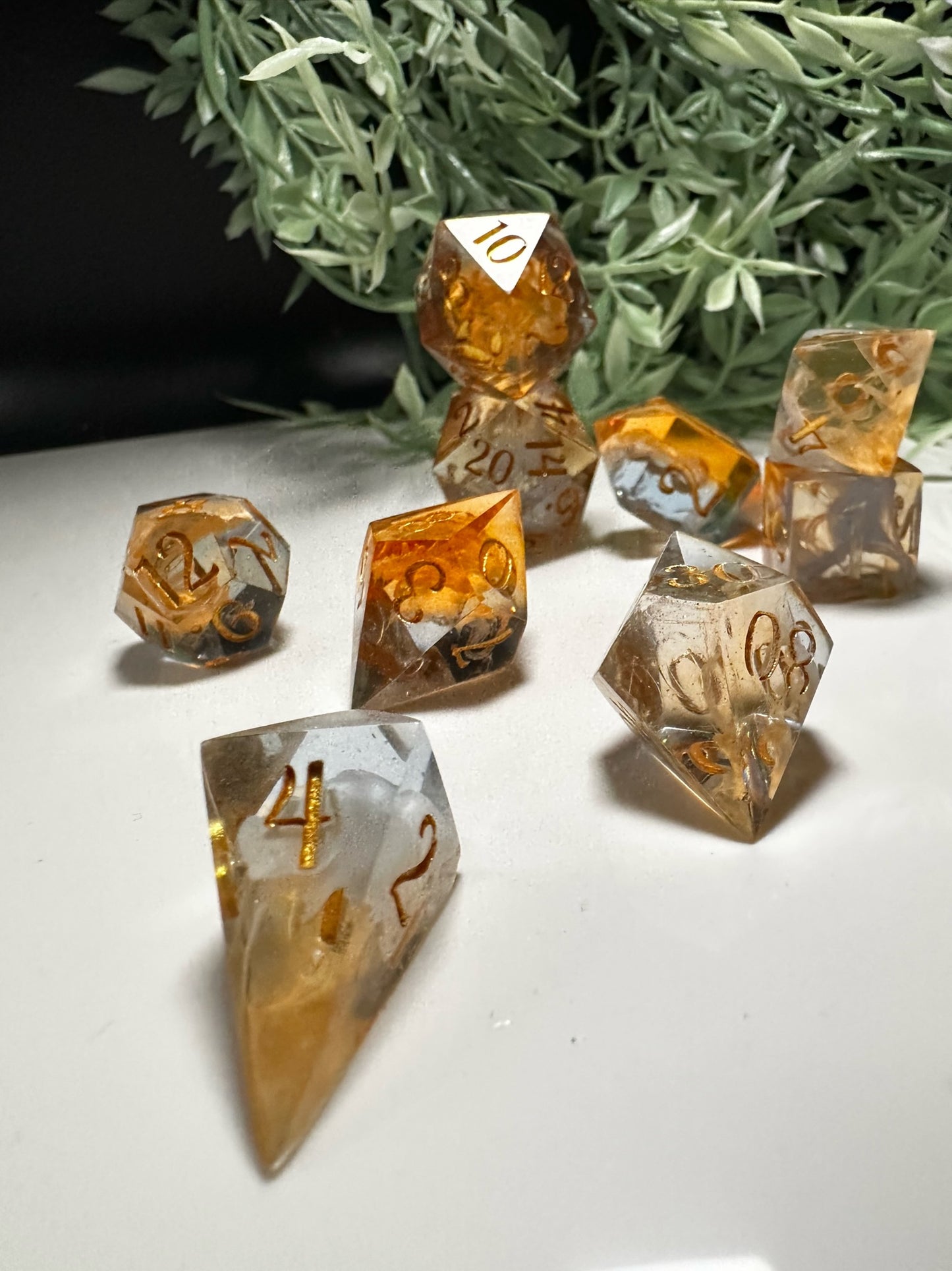 Pale Blue and Pale Orange-8 piece split color dice set