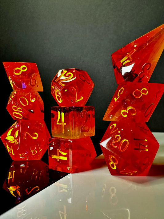 Heart of Flame-8 piece polyhedral dice set