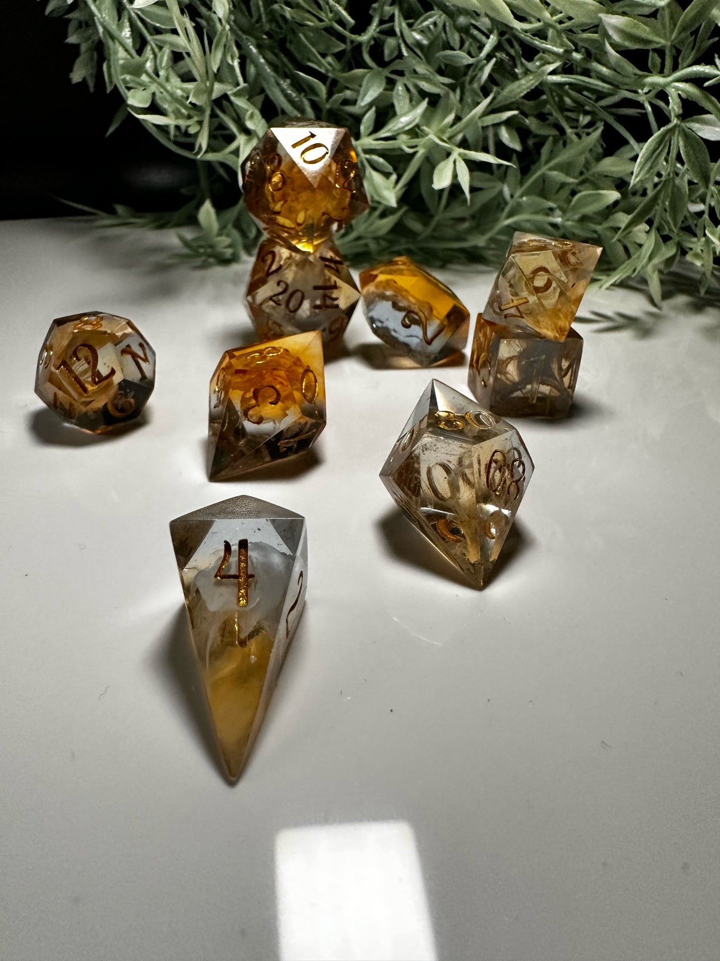 Pale Blue and Pale Orange-8 piece split color dice set