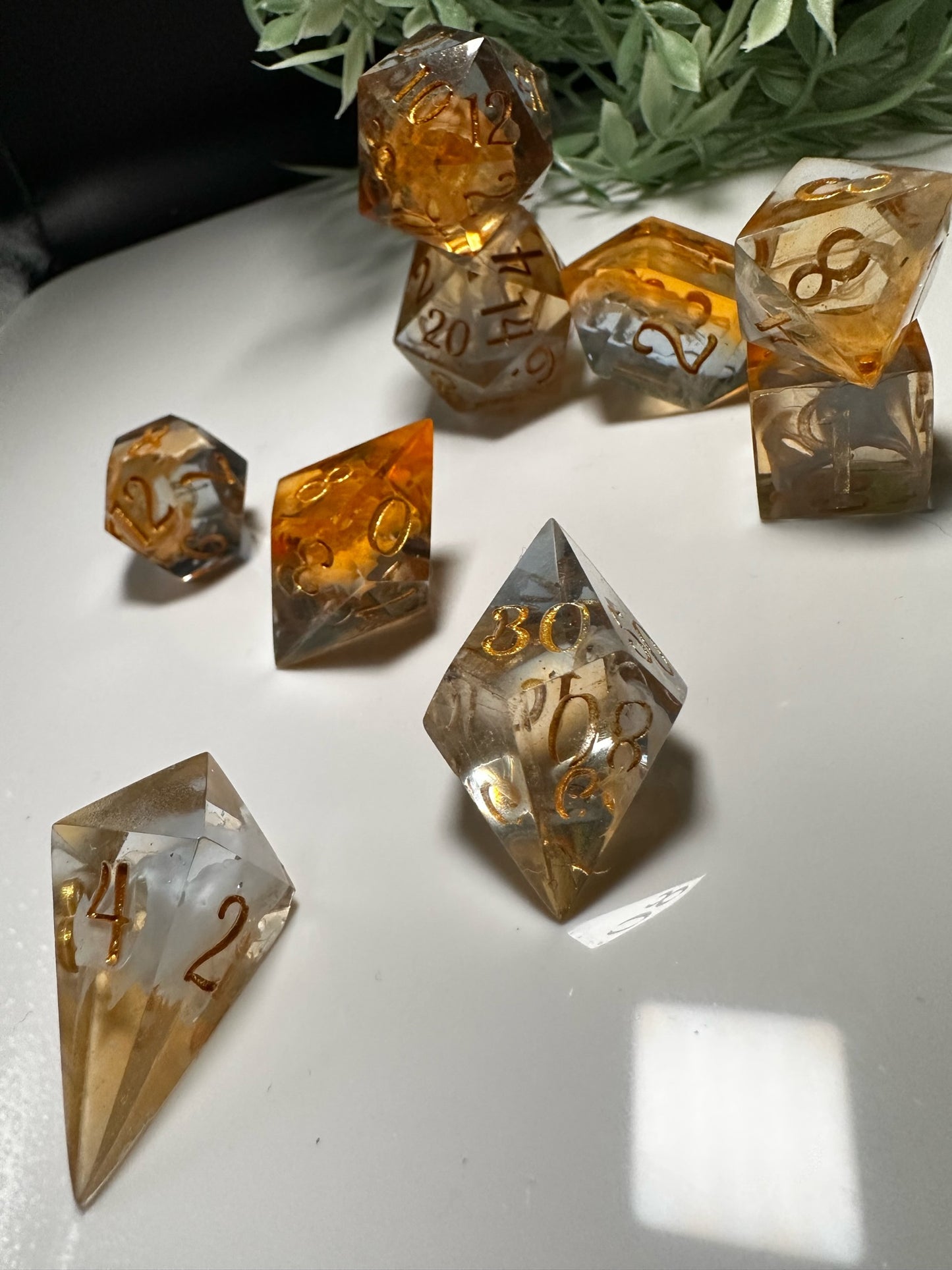 Pale Blue and Pale Orange-8 piece split color dice set