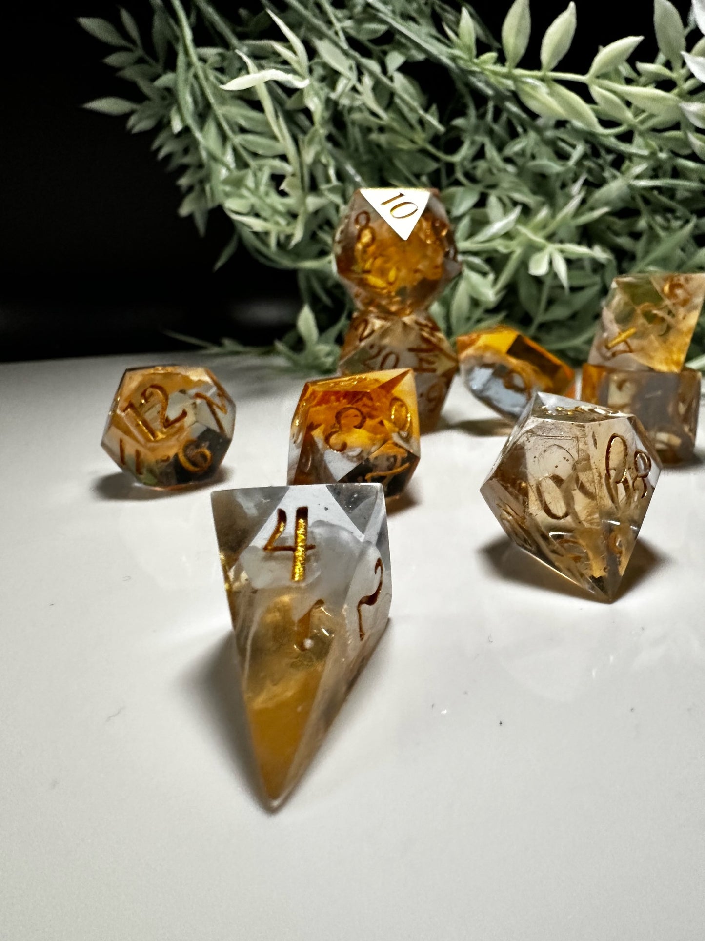 Pale Blue and Pale Orange-8 piece split color dice set