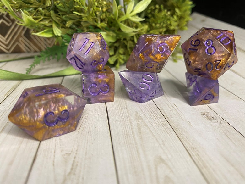 Peanut Butter and Jelly Nebulas-7 piece polyhedral dice set-large