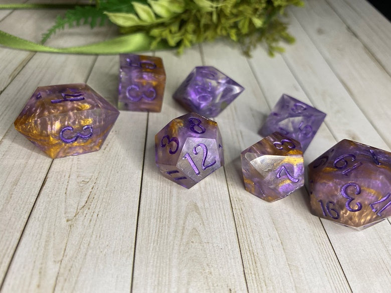 Peanut Butter and Jelly Nebulas-7 piece polyhedral dice set-large