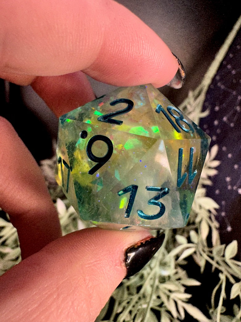 Lemon Lime Galaxy D20 Chonk