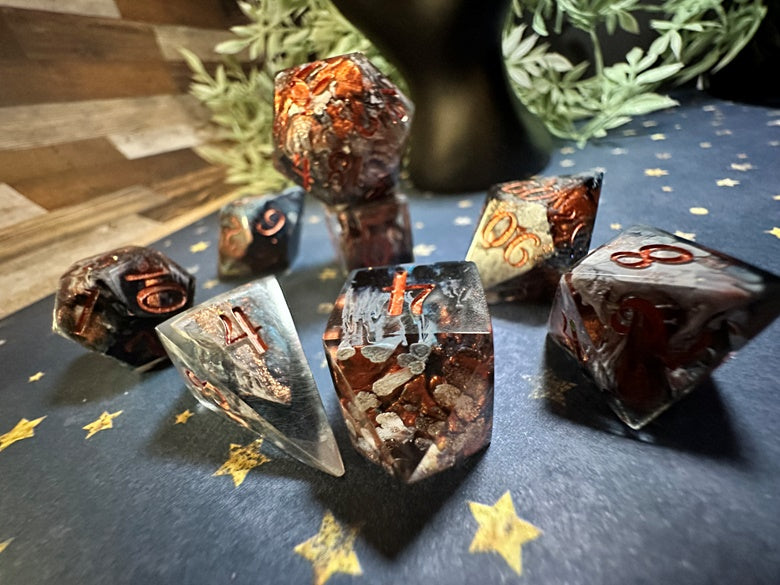 “Bronze Moon” 8 Piece Polyhedral Dice Set