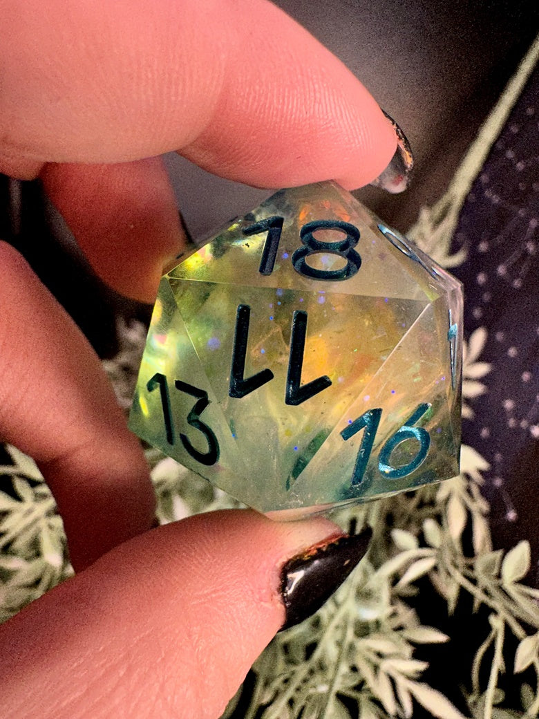 Lemon Lime Galaxy D20 Chonk