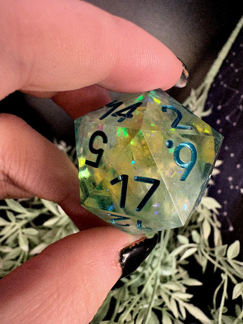 Lemon Lime Galaxy D20 Chonk