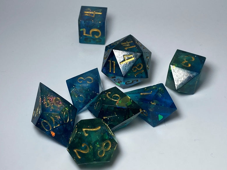 Light Through The Lagoon - 8 piece polyhedral dice set