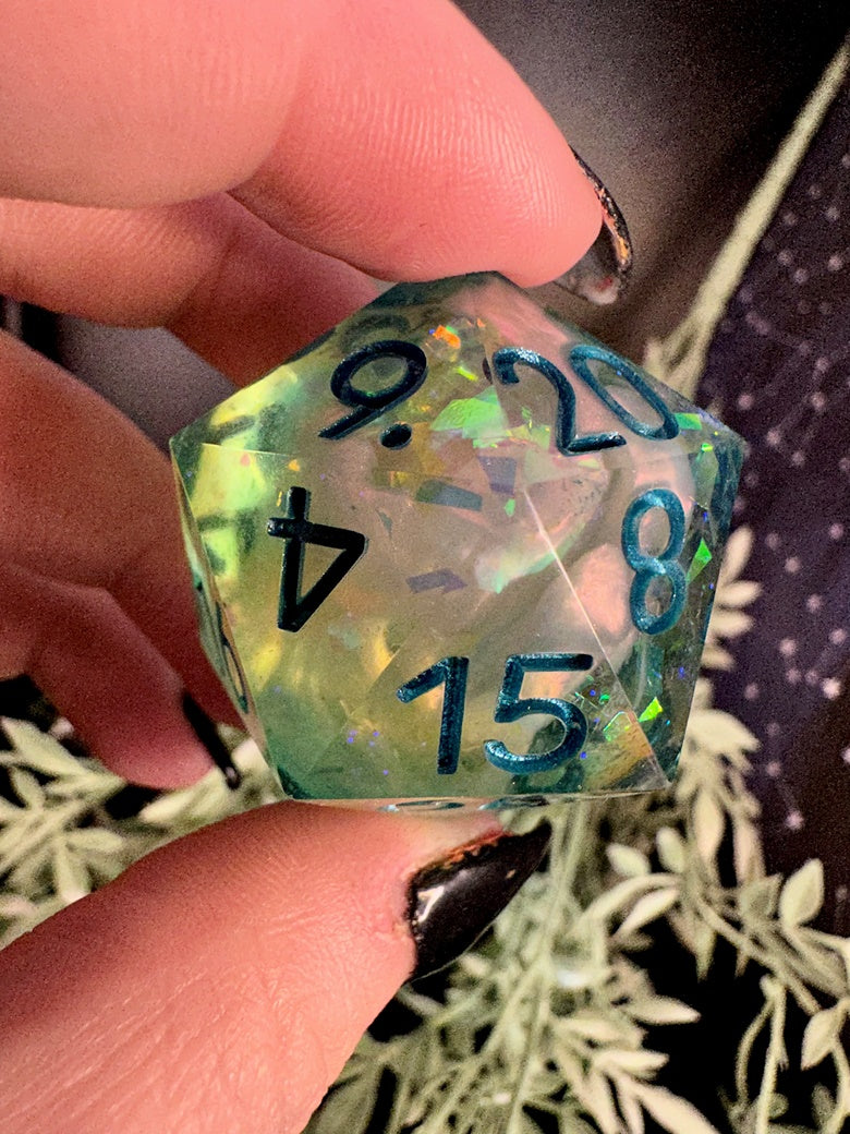 Lemon Lime Galaxy D20 Chonk